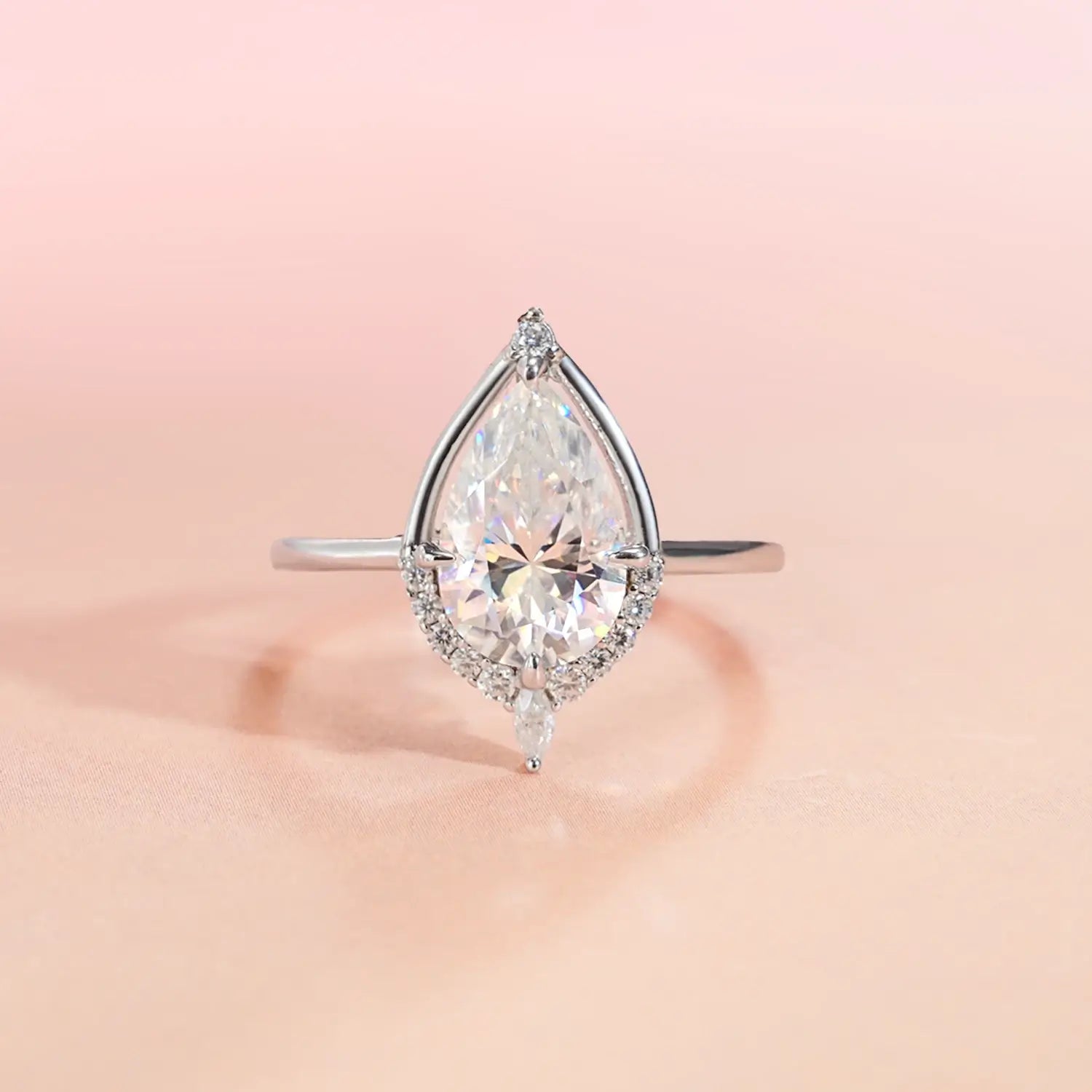 14K Gold Plated Unique Halo Vintage Diamond Engagement Ring