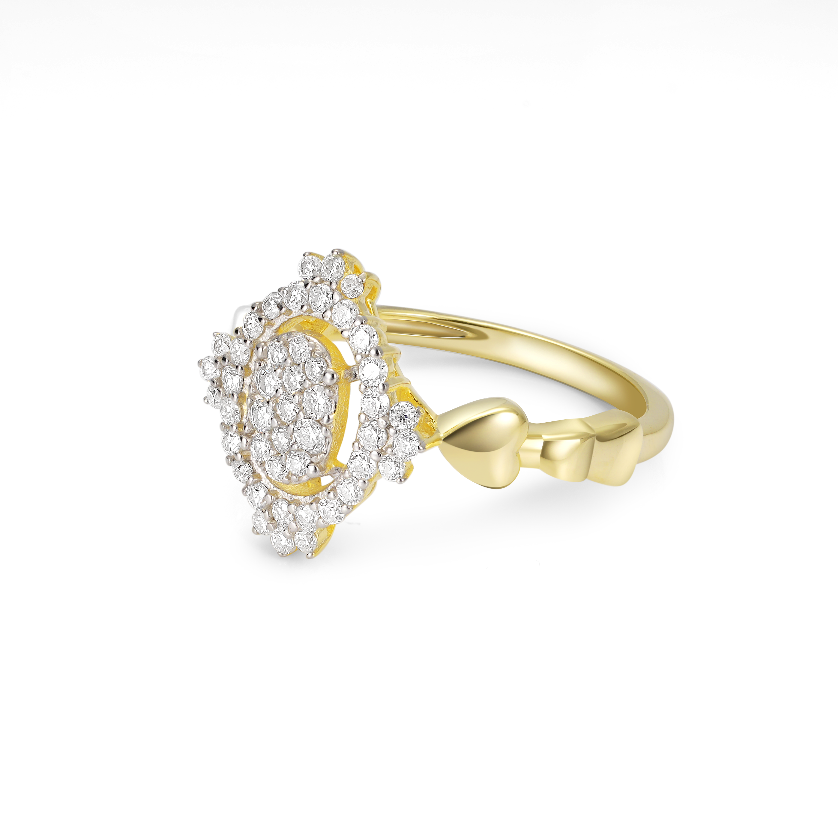 Oval Floral Cluster Milgrain Diamond Halo Two-Tone Setting Vintage Style Engagement Ring Vintage-Heart inspired band
