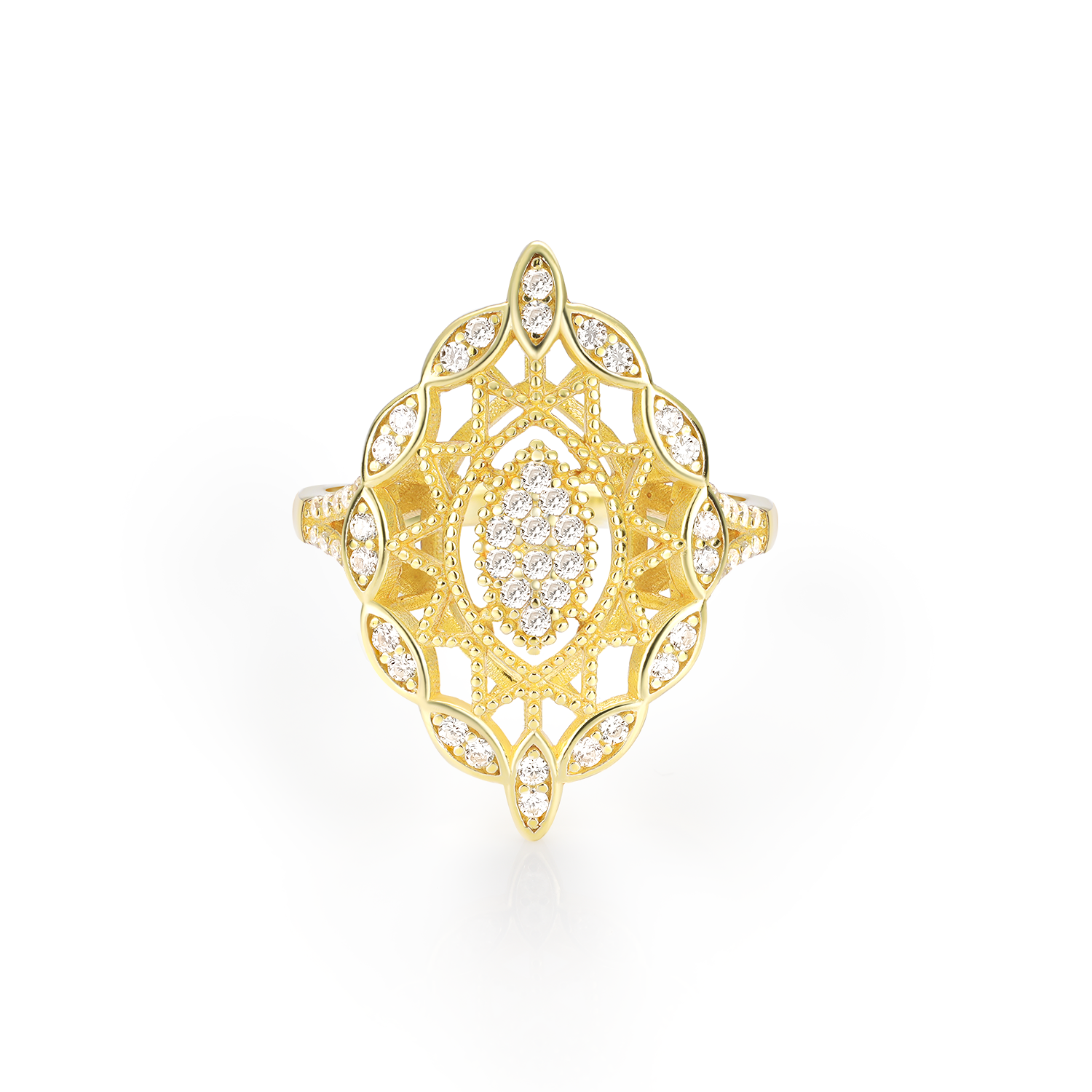 Vintage Elegance Art Deco Braided hollow Design Diamond Ring Split Shank Accent