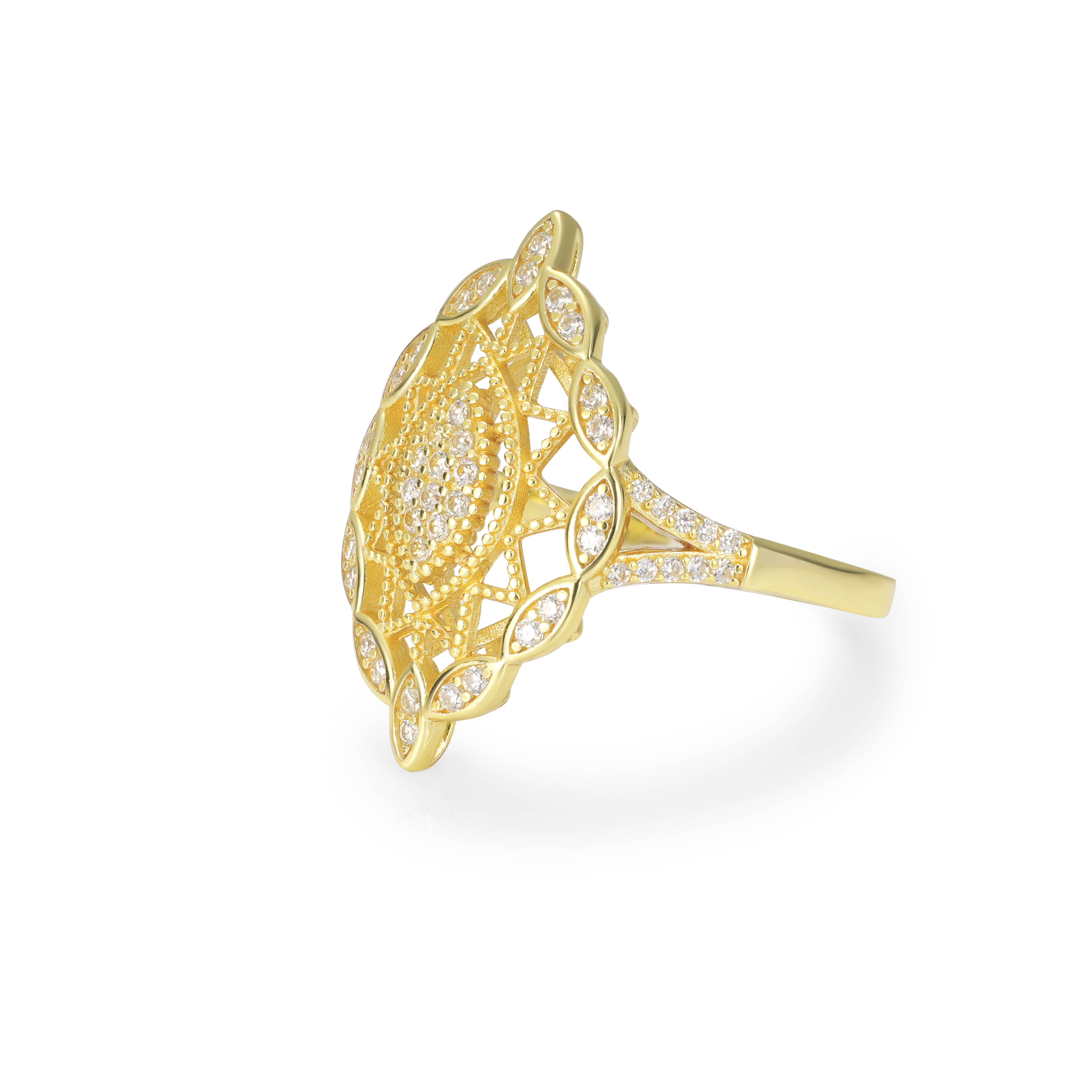 Vintage Elegance Art Deco Braided hollow Design Diamond Ring Split Shank Accent