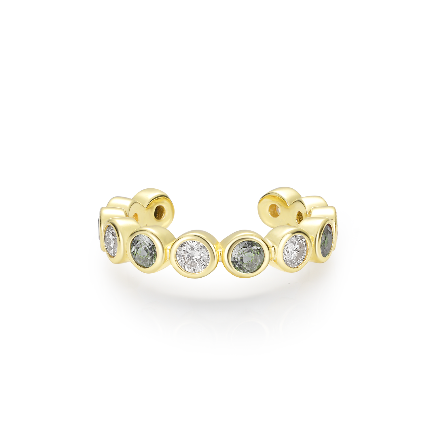 Bezel Setting Colored Moissanite Diamond Lab-Grown Gem Fashion Open Ring