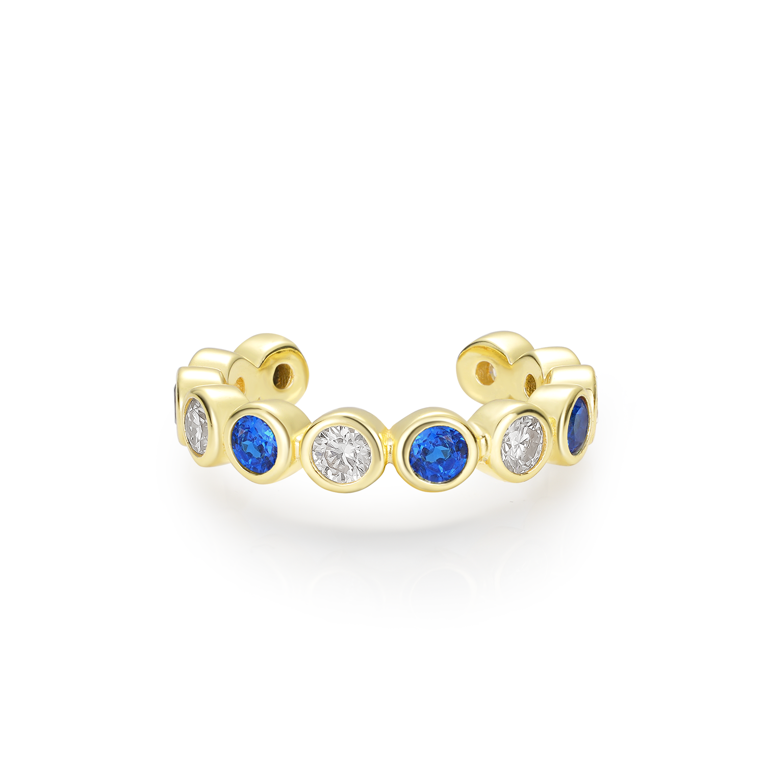 Bezel Setting Colored Moissanite Diamond Lab-Grown Gem Fashion Open Ring