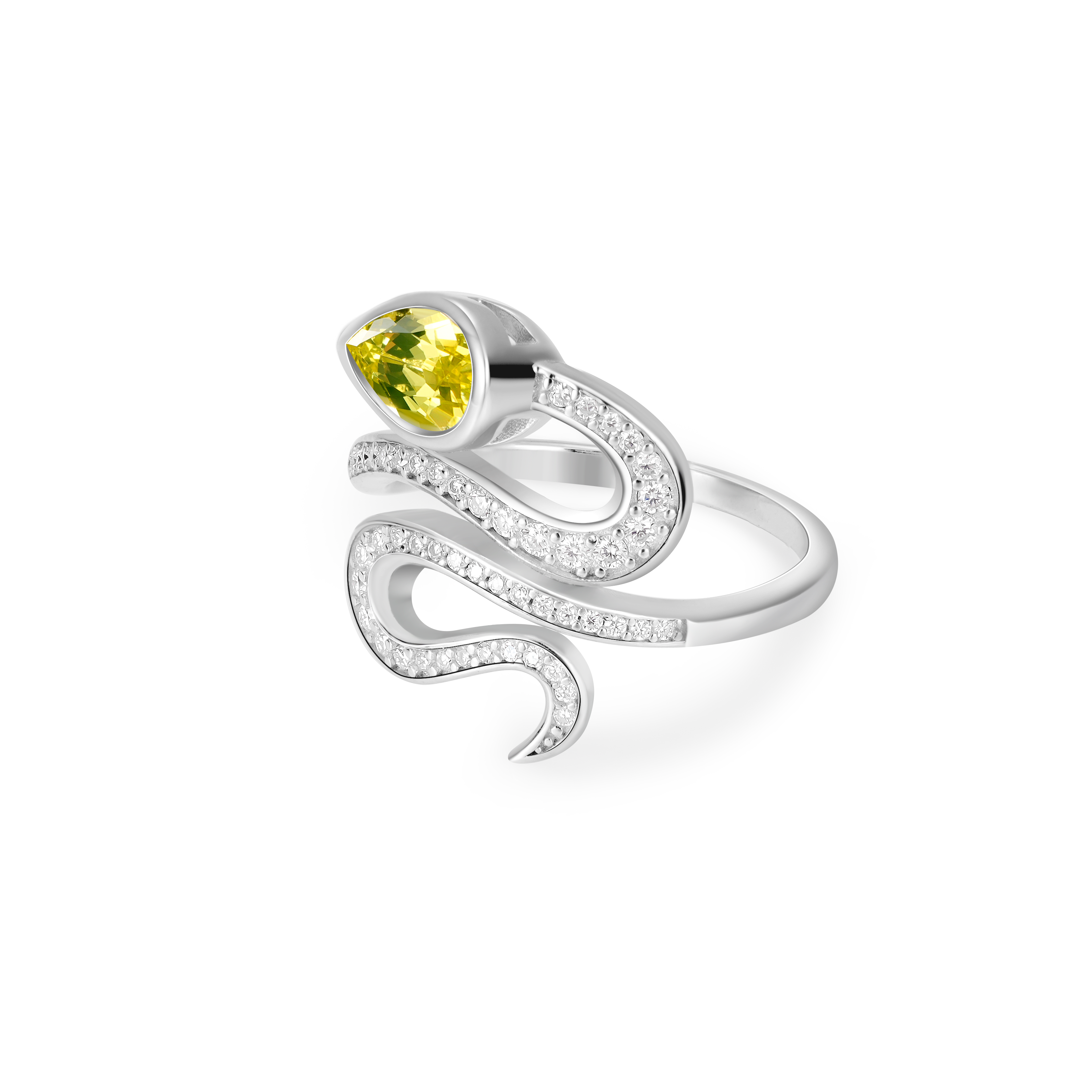 1CT Pear Cut Snake Shaped Colorful Lab-Grown Gem Ring