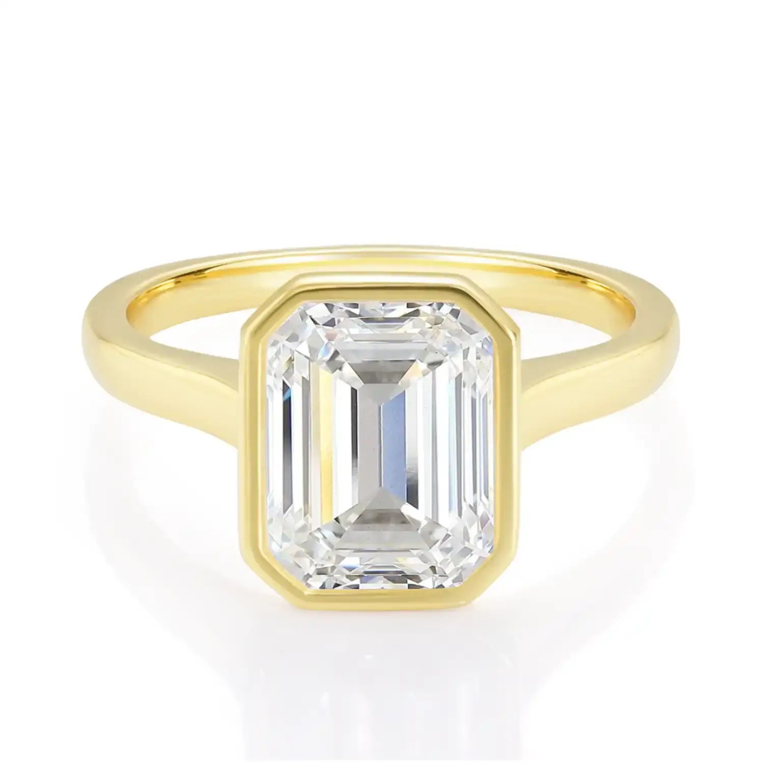 Bezel Set Engagement Ring with 3CT Emerald Cut Diamond
