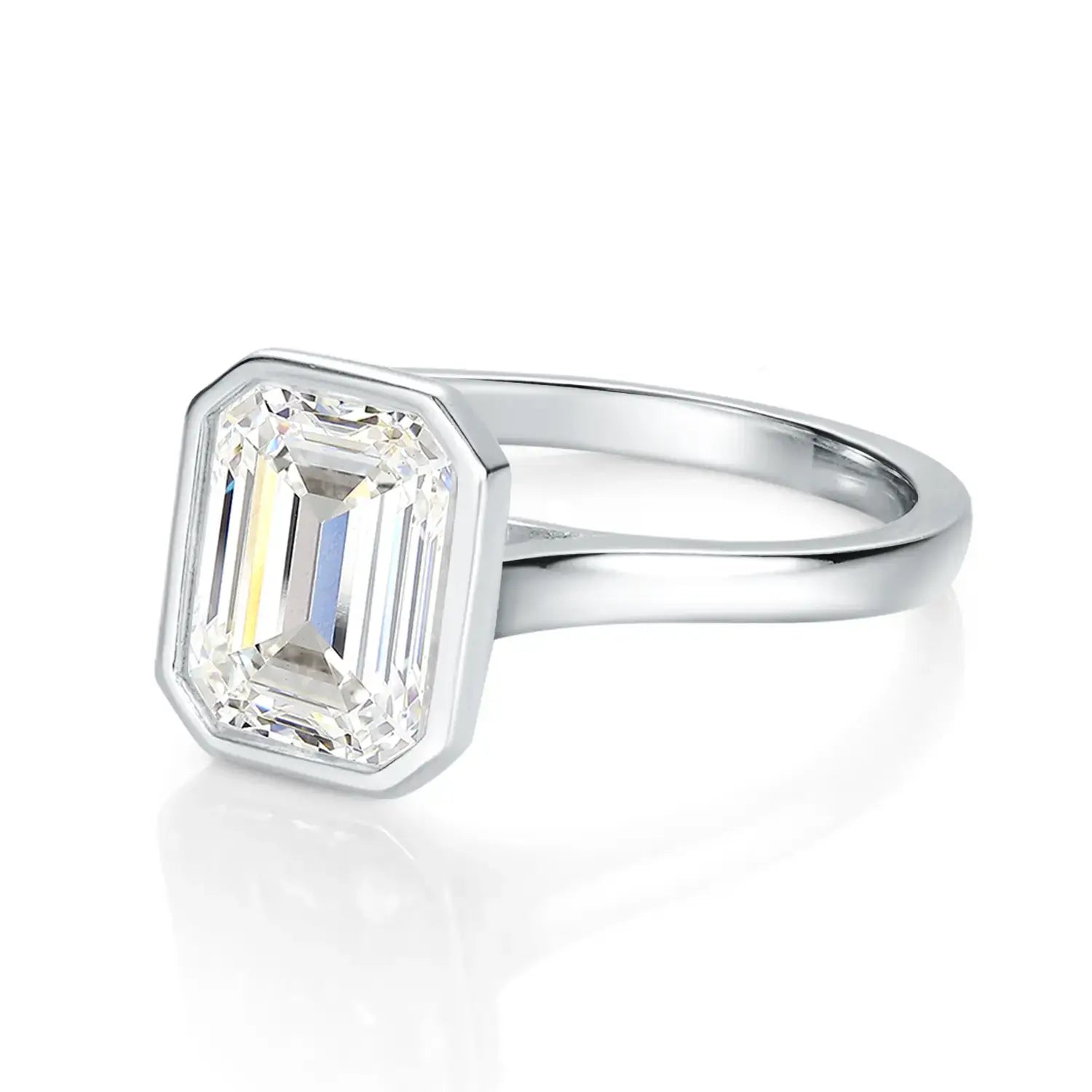 Bezel Set Engagement Ring with 3CT Emerald Cut Diamond