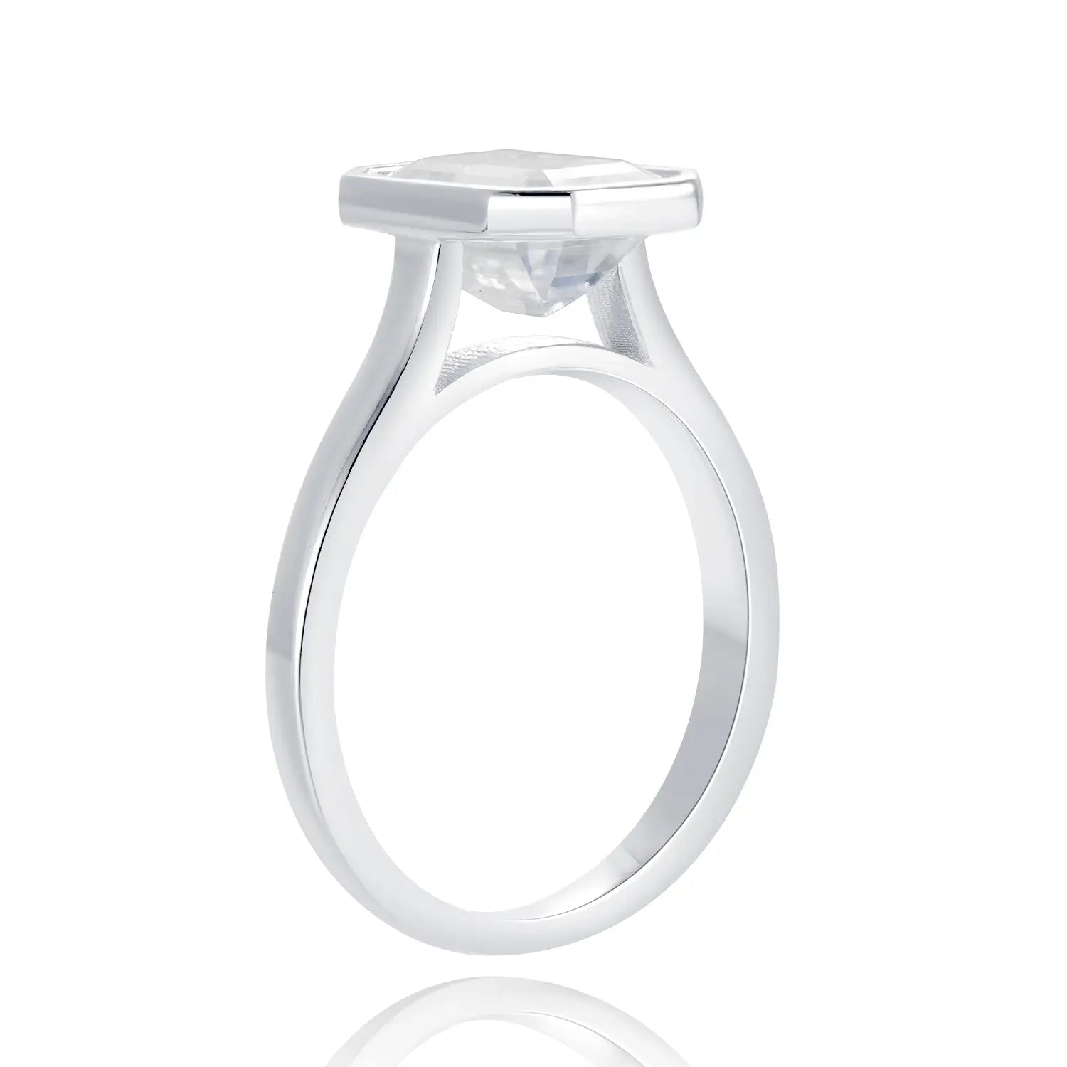 Bezel Set Engagement Ring with 3CT Emerald Cut Diamond