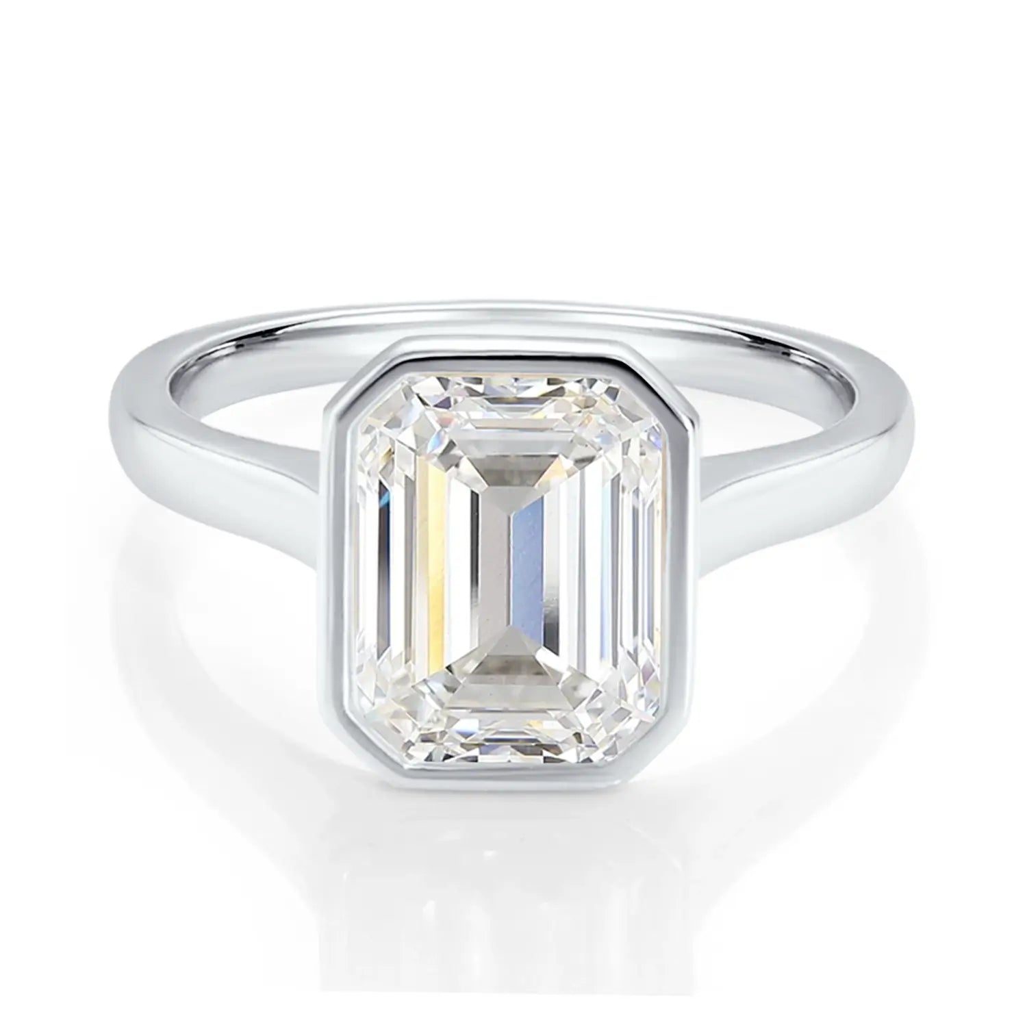 Bezel Set Engagement Ring with 3CT Emerald Cut Diamond