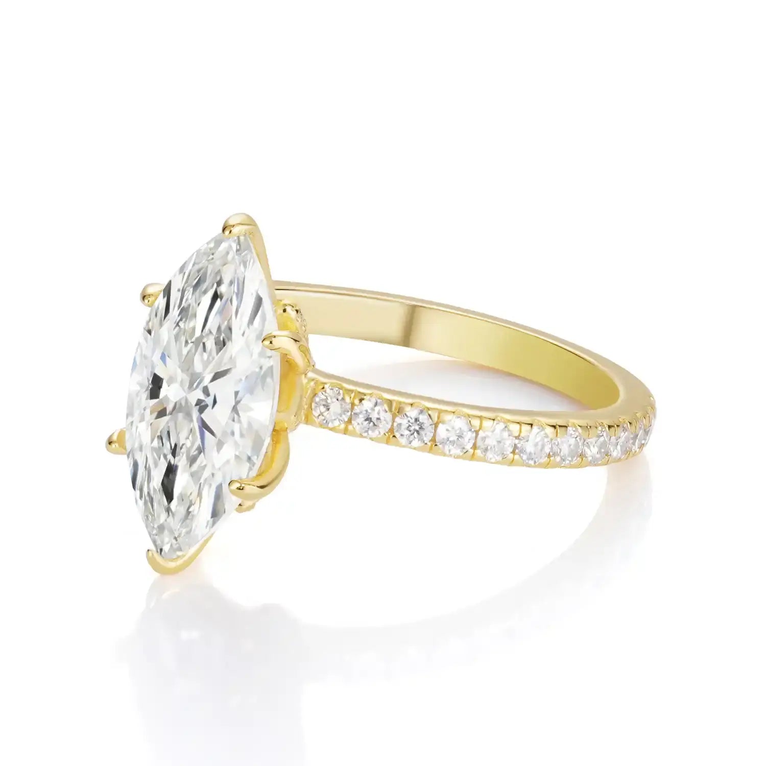 3CT Marquise Cut Six Prongs Wrap Pave Set Unique Moissanite Engagement Ring