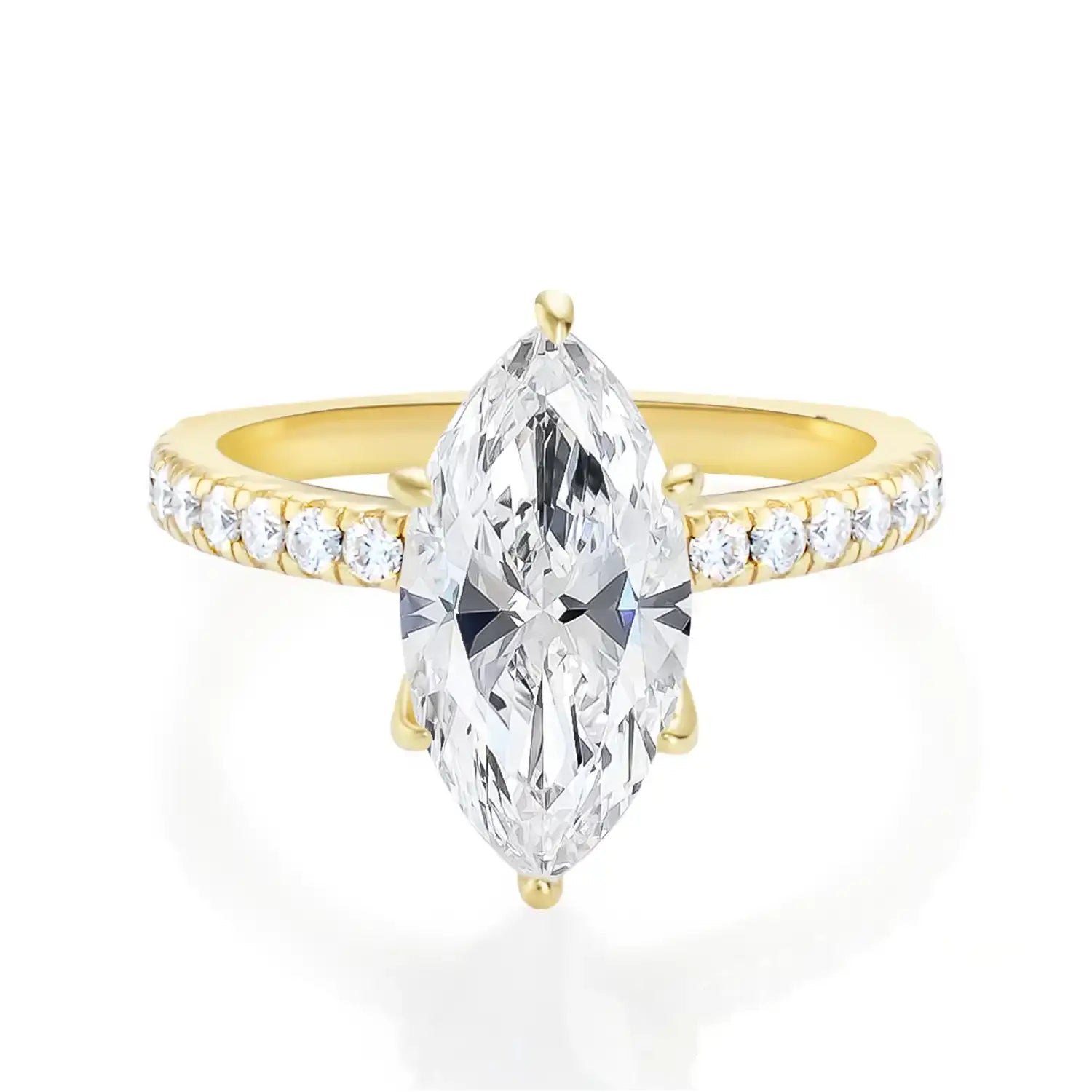 3CT Marquise Cut Six Prongs Wrap Pave Set Unique Moissanite Engagement Ring