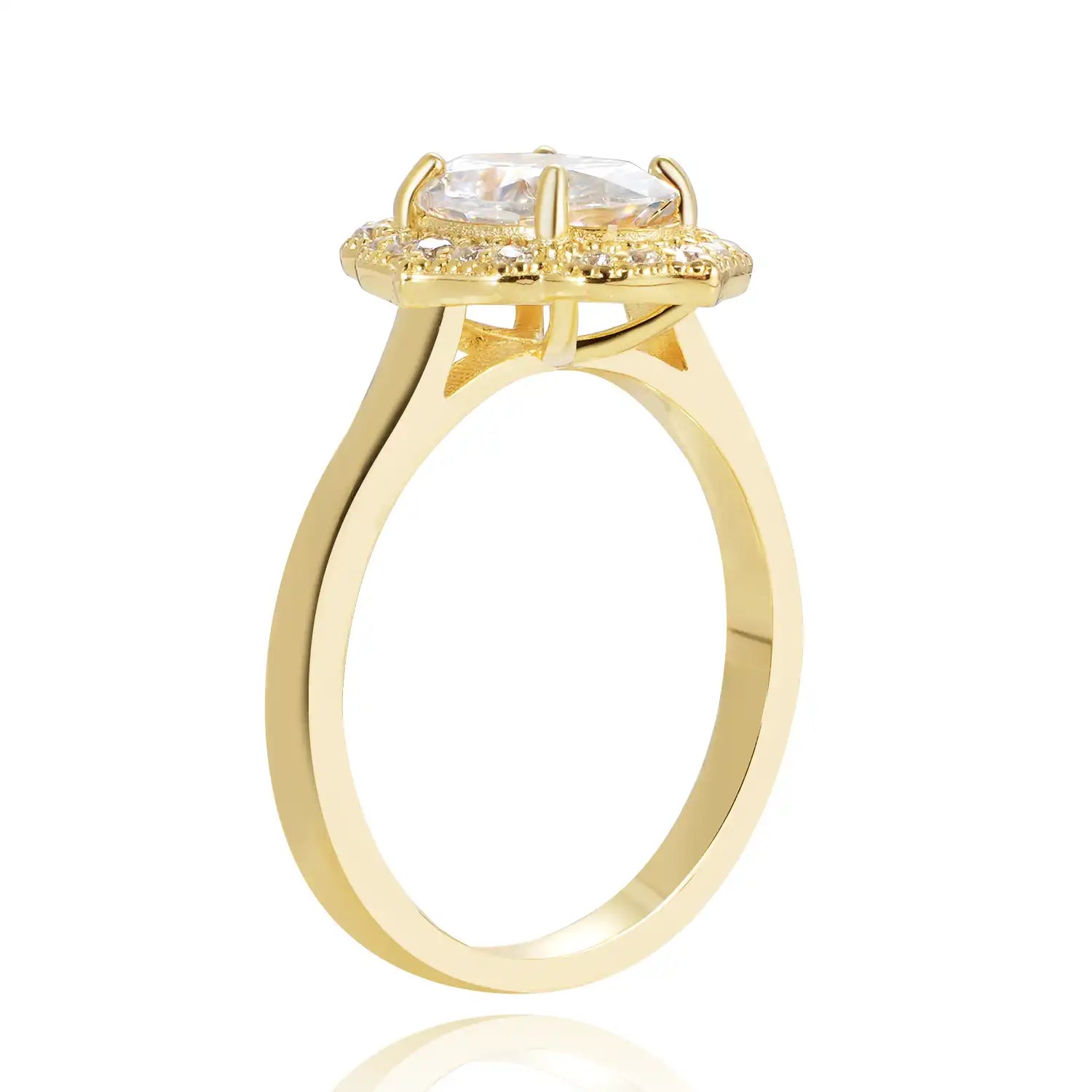 Unique Halo 1.75CT Oval Cut Moissanite Diamond Engagement Ring