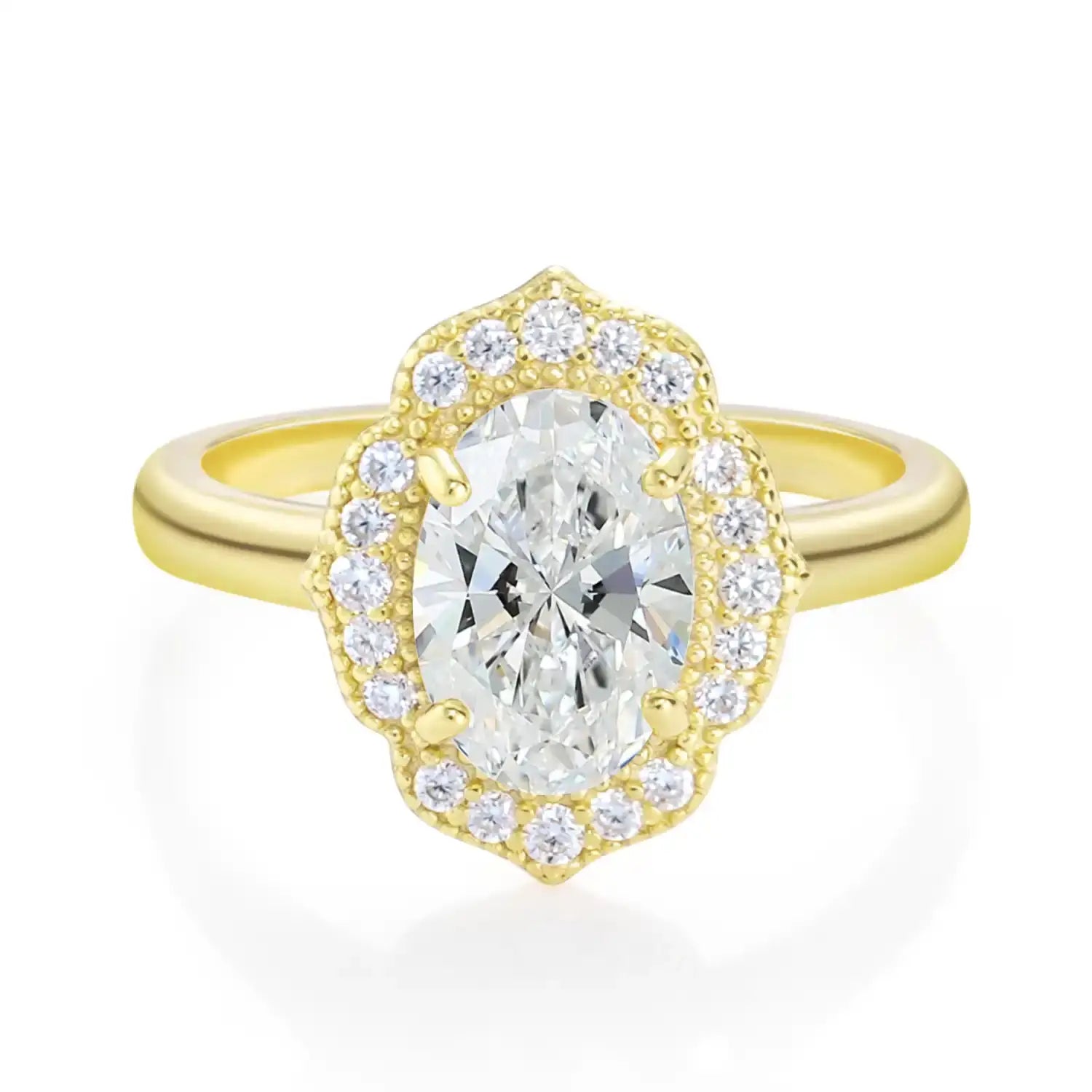 Unique Halo 1.75CT Oval Cut Moissanite Diamond Engagement Ring