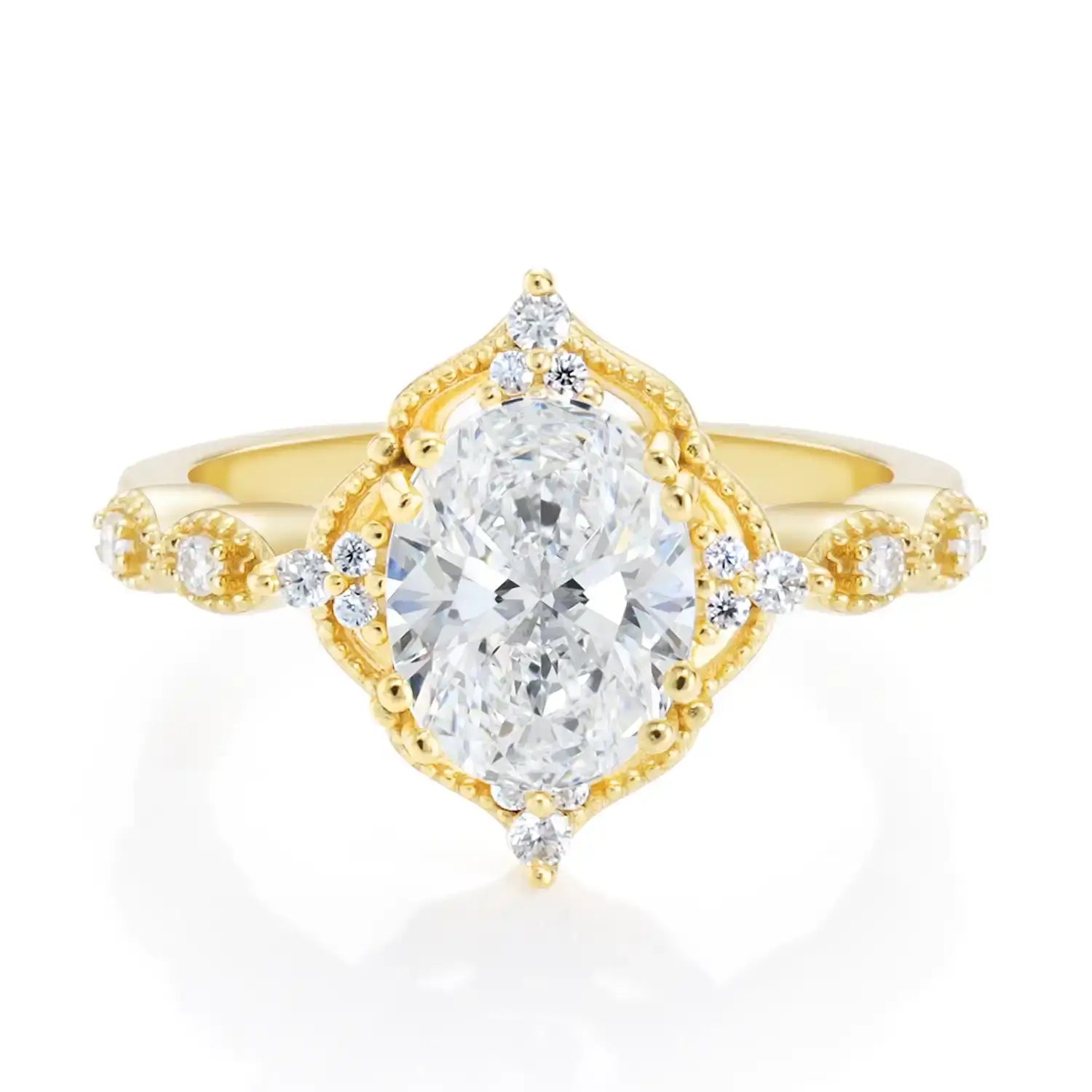 Vintage Luxury Style 1.75CT Oval Cut Moissanite Diamond Engagement Ring