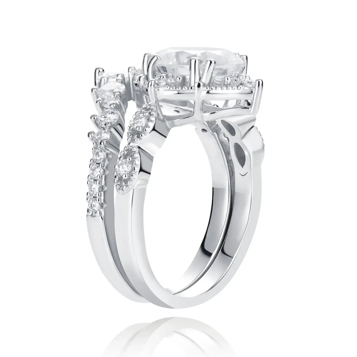 Vintage Luxury Style Oval Cut Moissanite Diamond Engagement Ring Bridal Set