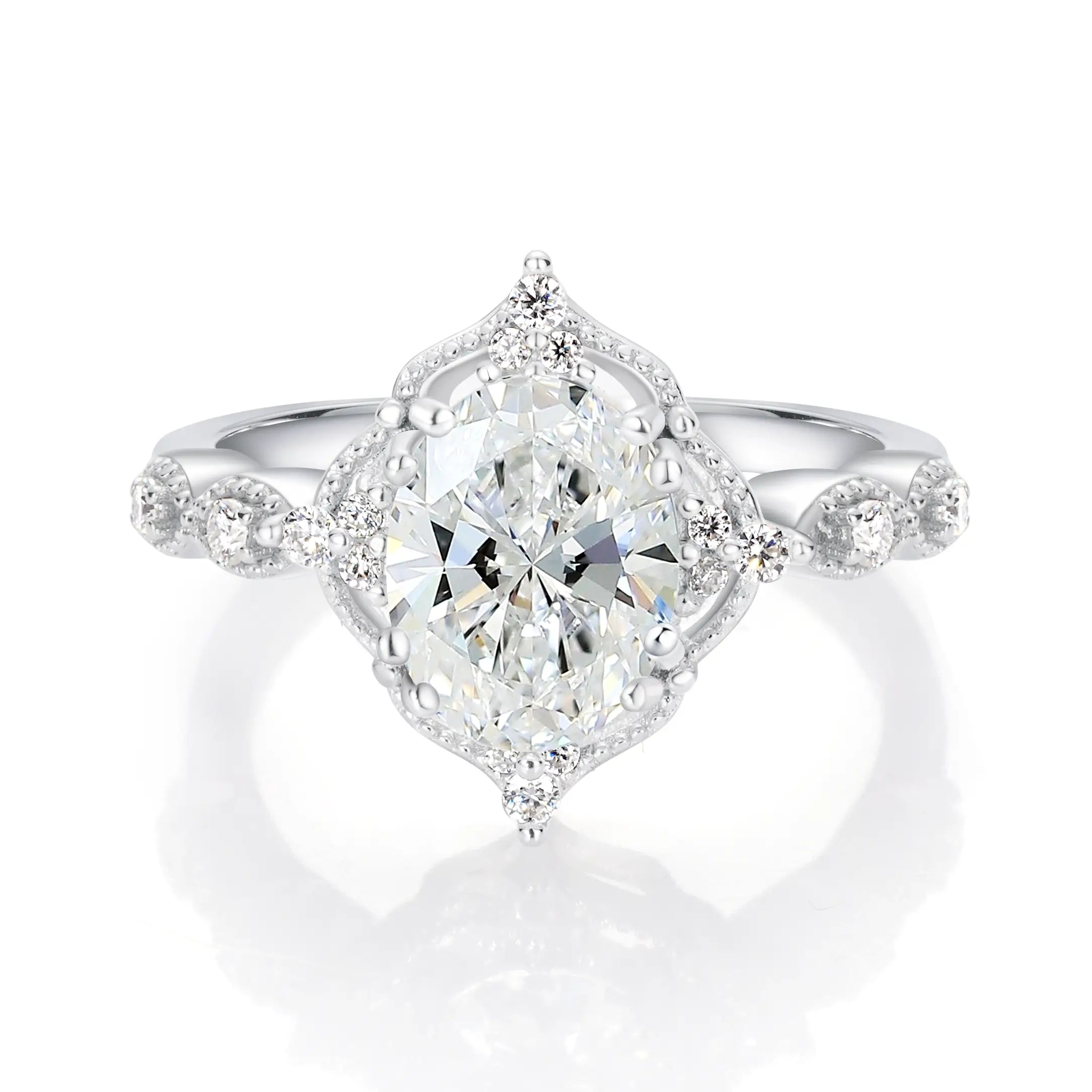 Vintage Luxury Style 1.75CT Oval Cut Moissanite Diamond Engagement Ring