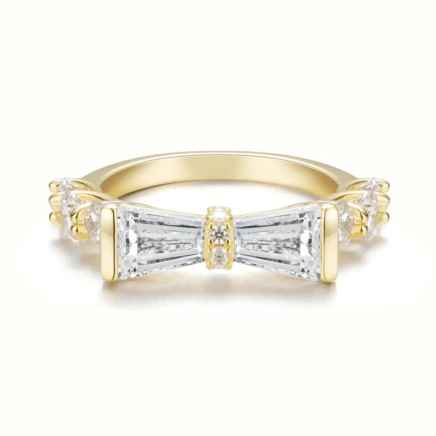 Bow Ring Trapezoid Cut Moissanite Diamond Ring