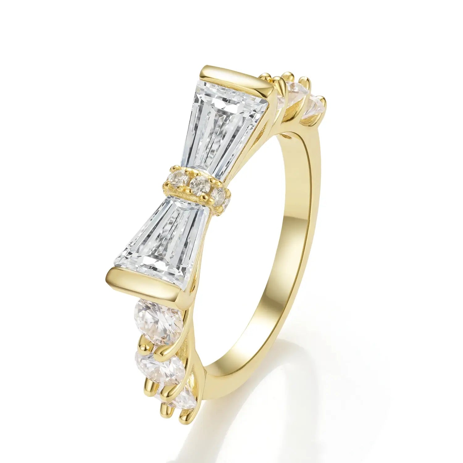 Bow Ring Trapezoid Cut Moissanite Diamond Ring