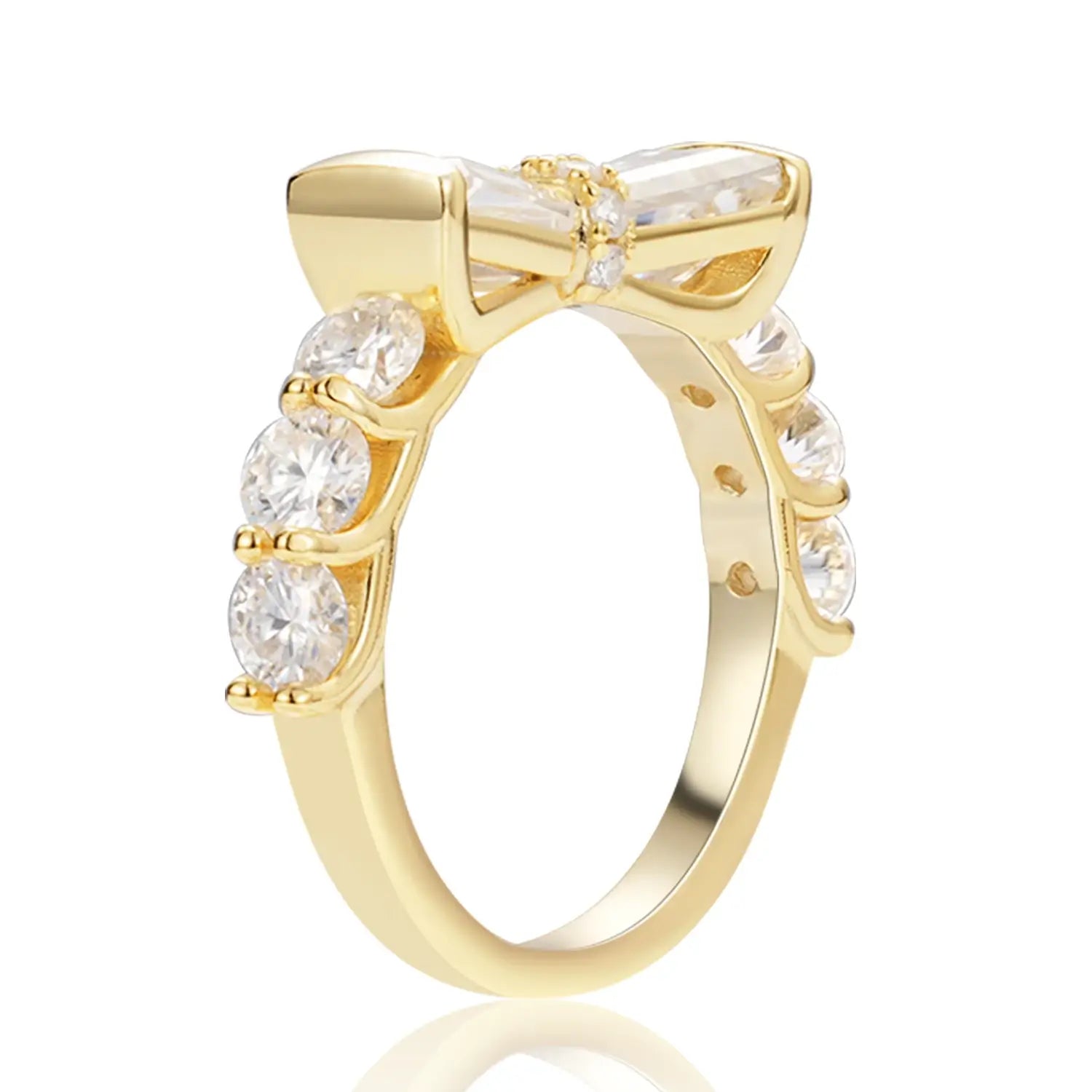 Bow Ring Trapezoid Cut Moissanite Diamond Ring