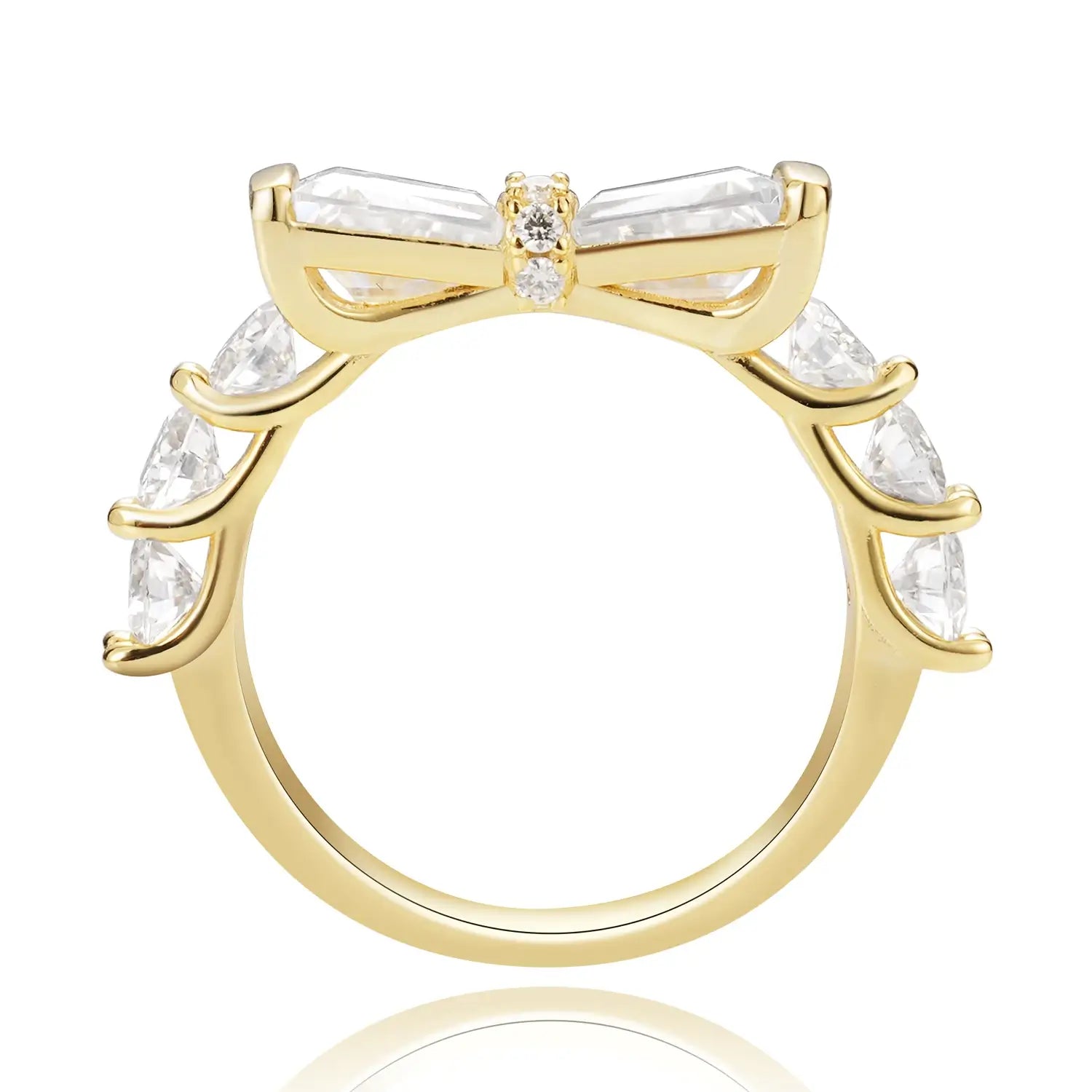 Bow Ring Trapezoid Cut Moissanite Diamond Ring