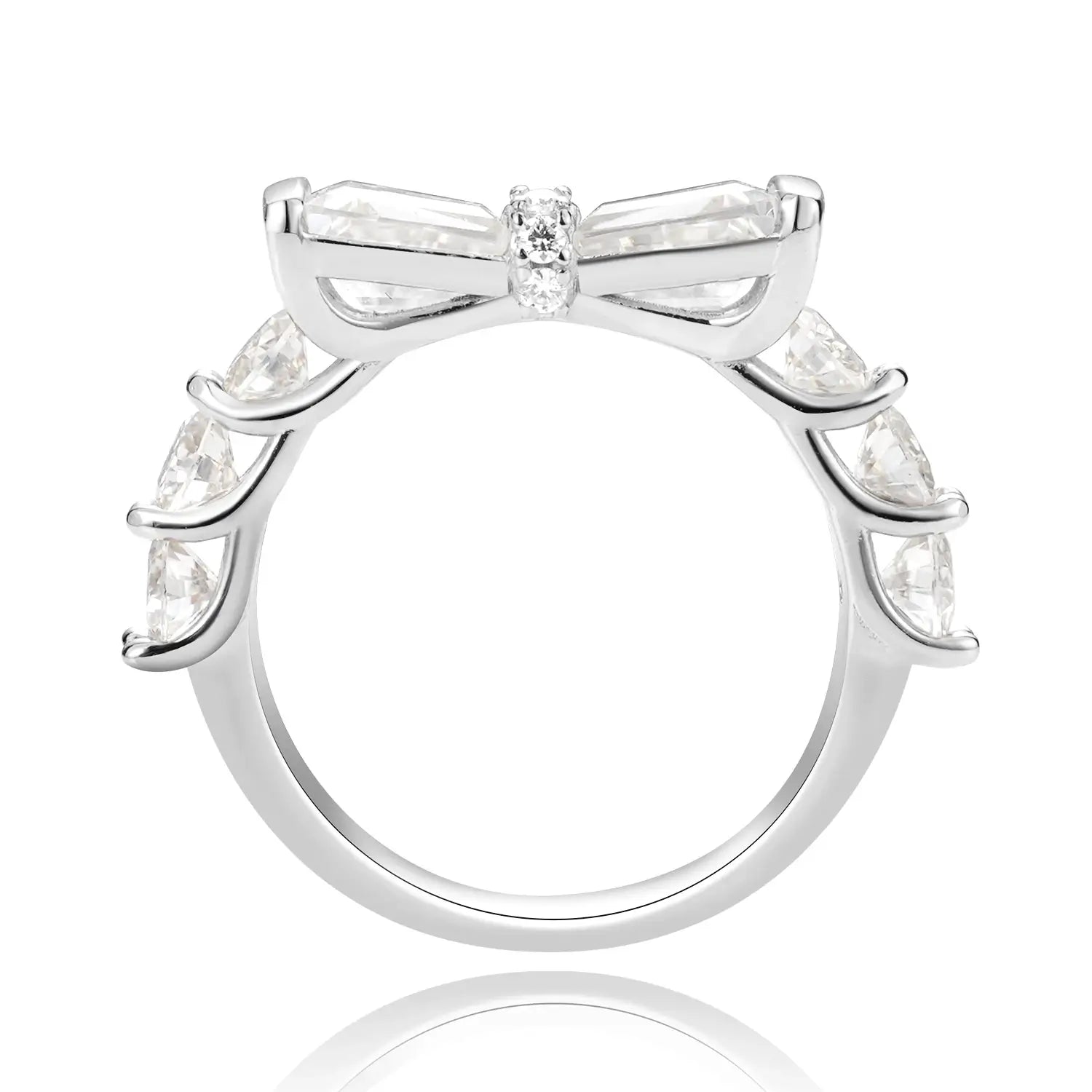 Bow Ring Trapezoid Cut Moissanite Diamond Ring