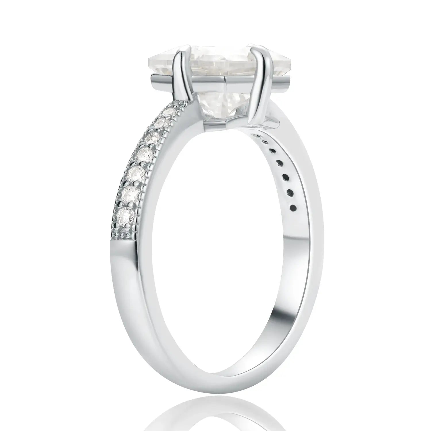 Princess cut Engagement Ring Compass Setting Moissanite Diamond