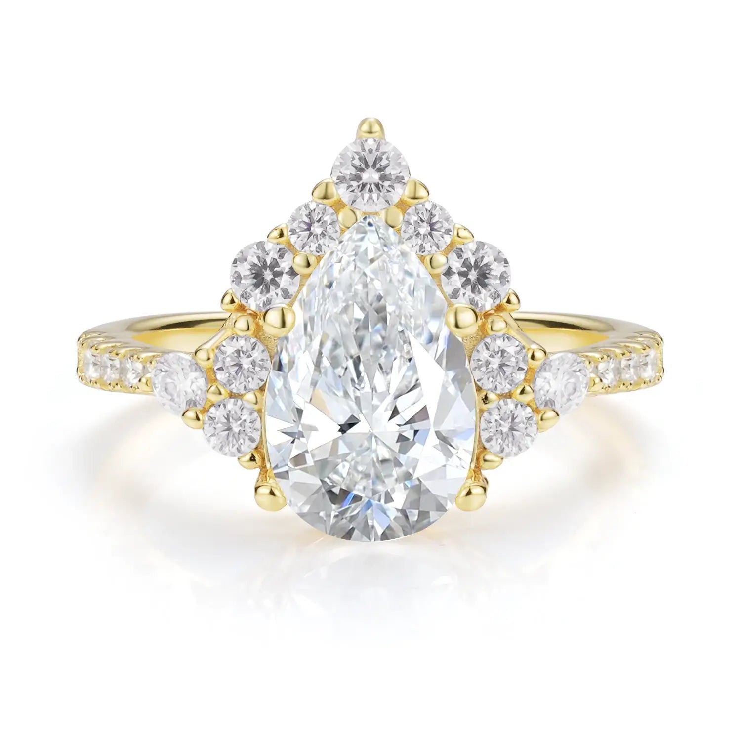 Luxury Style Pear Cut Moissanite Diamond Engagement Ring Bridal Ring Set