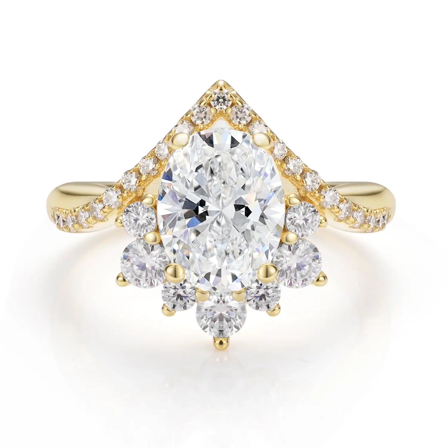 3CT Oval Cut Moissanite Diamond Engagement Ring Luxury Bridal Ring Set