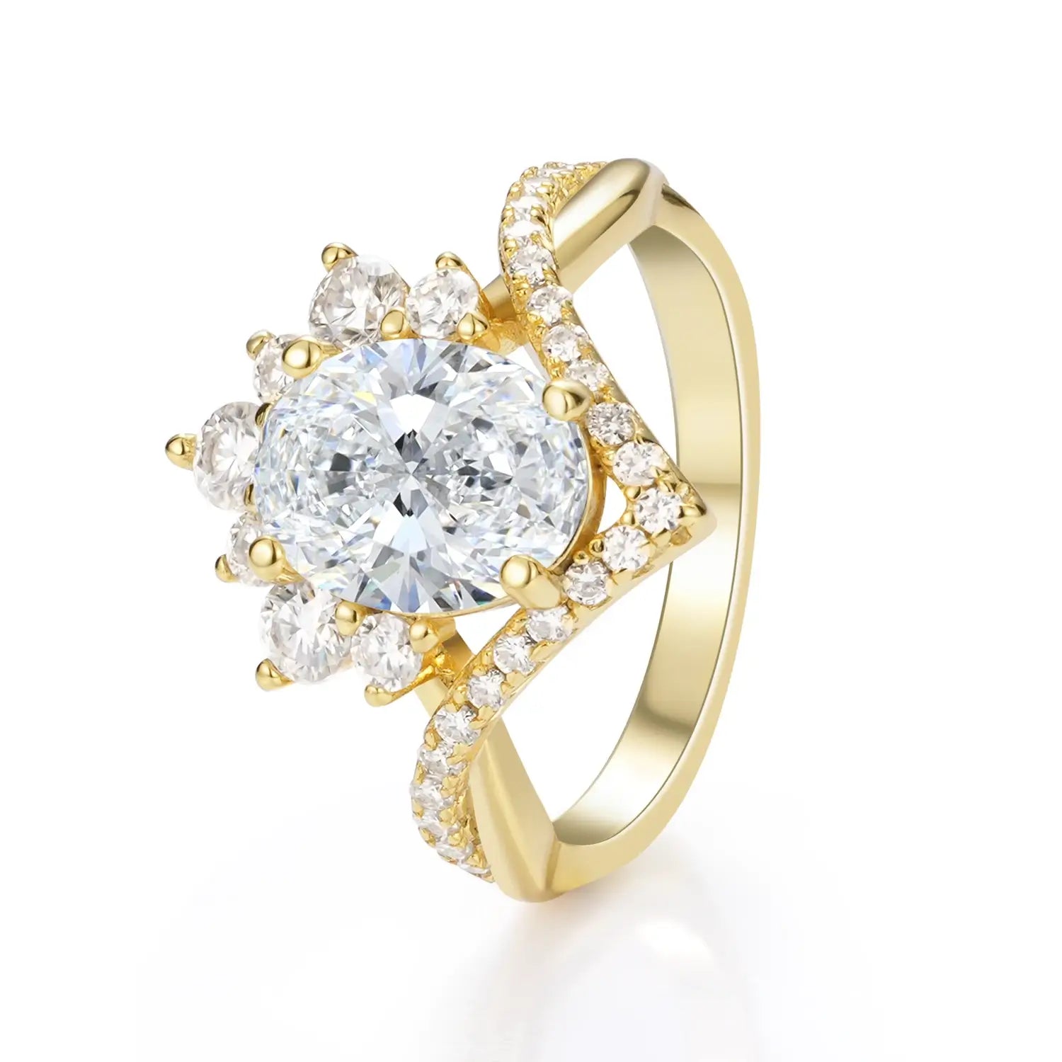 3CT Oval Cut Moissanite Diamond Engagement Ring Luxury Bridal Ring Set