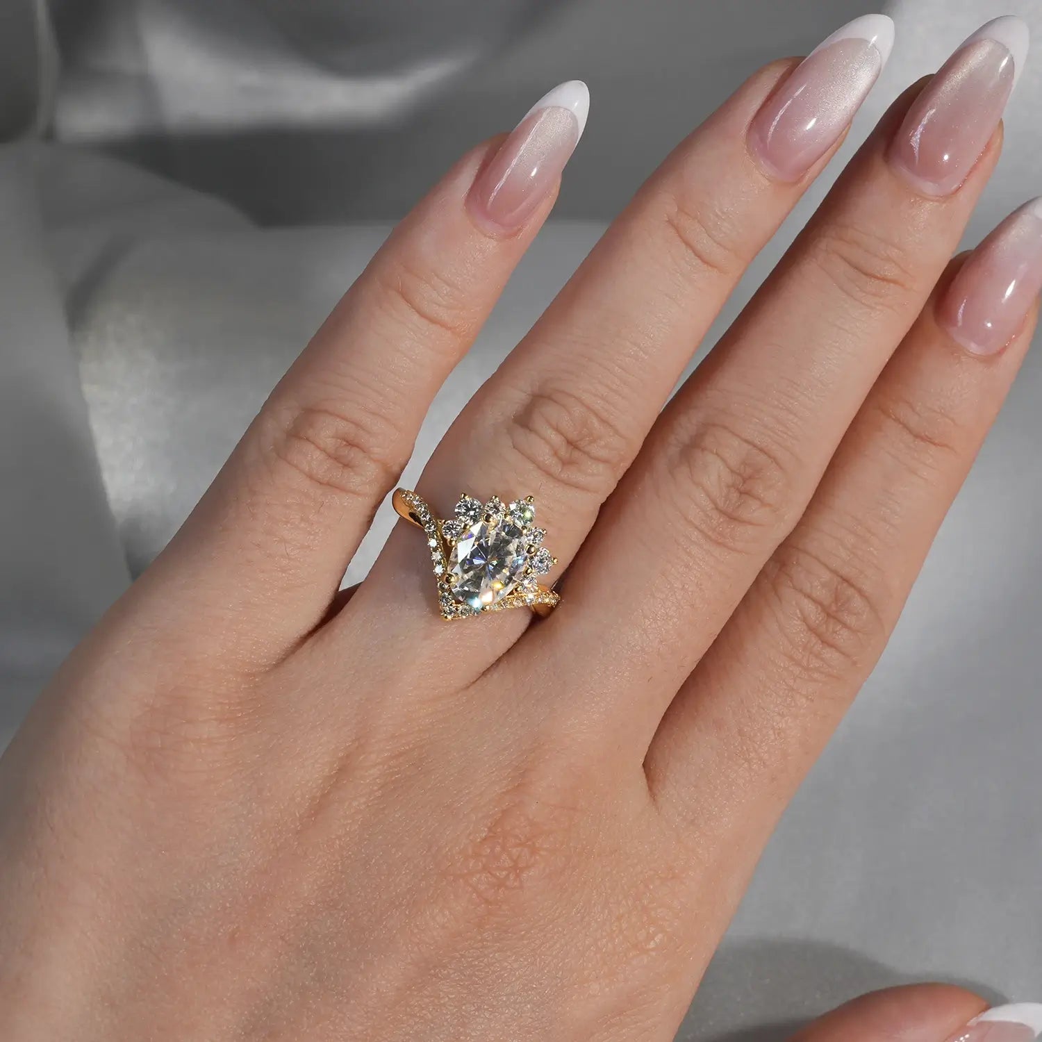 3CT Oval Cut Moissanite Diamond Engagement Ring Luxury Bridal Ring Set