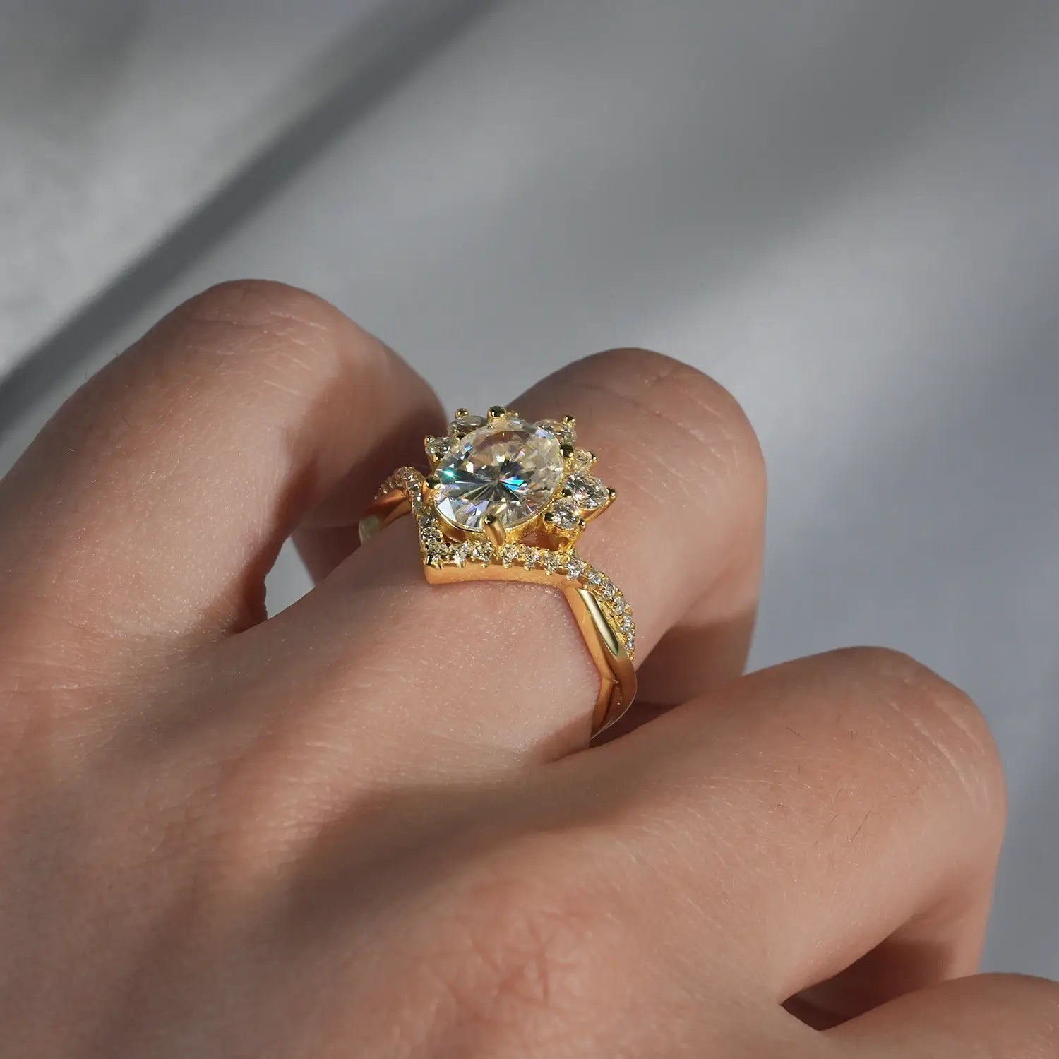 3CT Oval Cut Moissanite Diamond Engagement Ring Luxury Bridal Ring Set