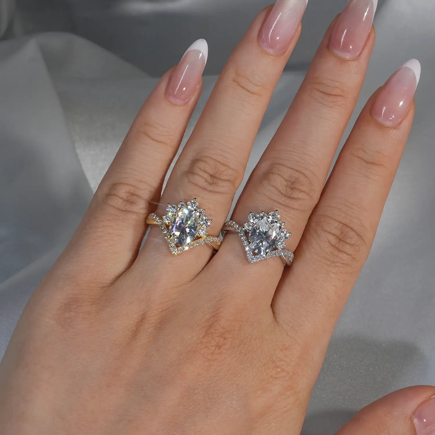 3CT Oval Cut Moissanite Diamond Engagement Ring Luxury Bridal Ring Set