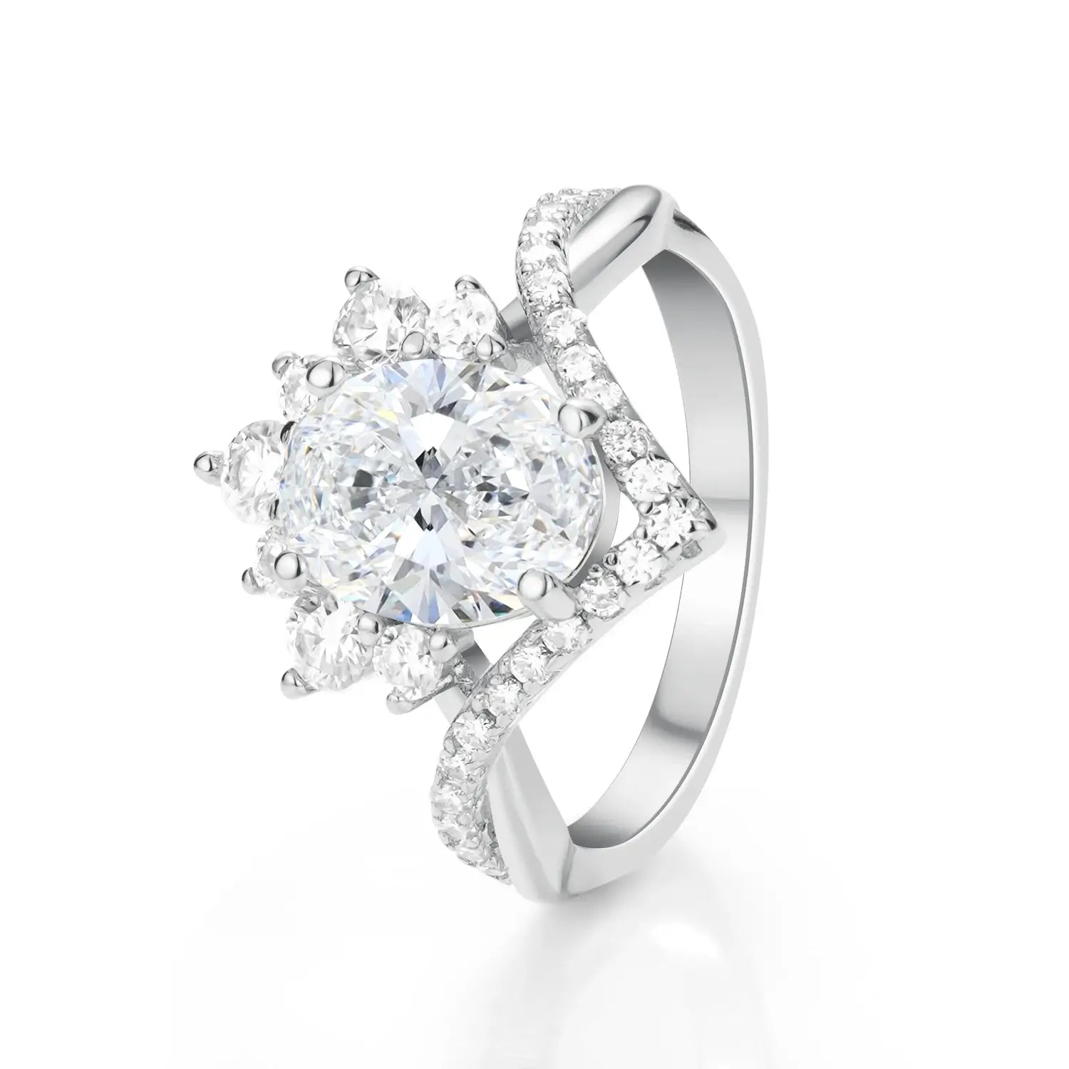 3CT Oval Cut Moissanite Diamond Engagement Ring Luxury Bridal Ring Set