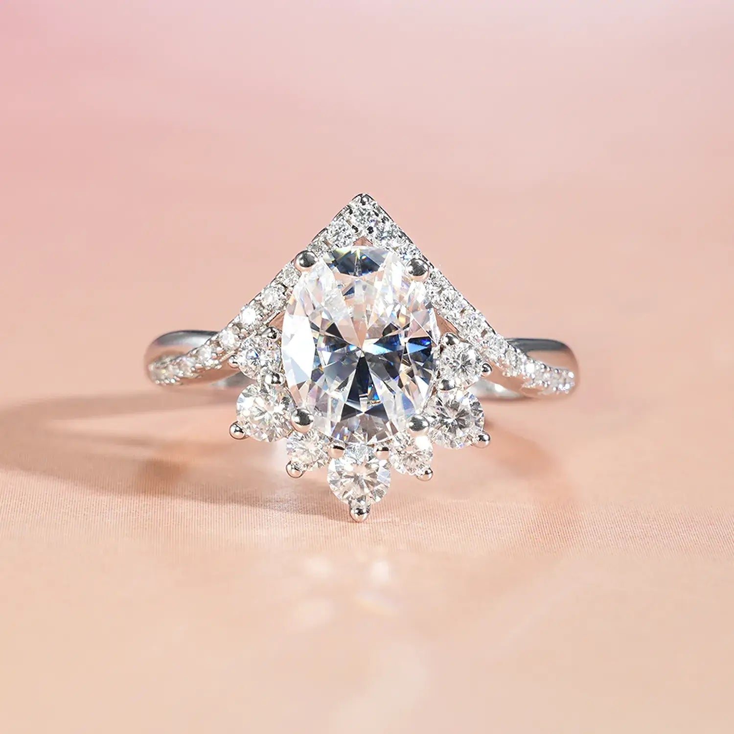 3CT Oval Cut Moissanite Diamond Engagement Ring Luxury Bridal Ring Set