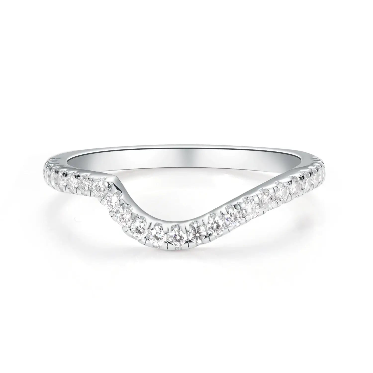 Stackable Crescent Shape Wedding Bands Rings Moissanite Diamond