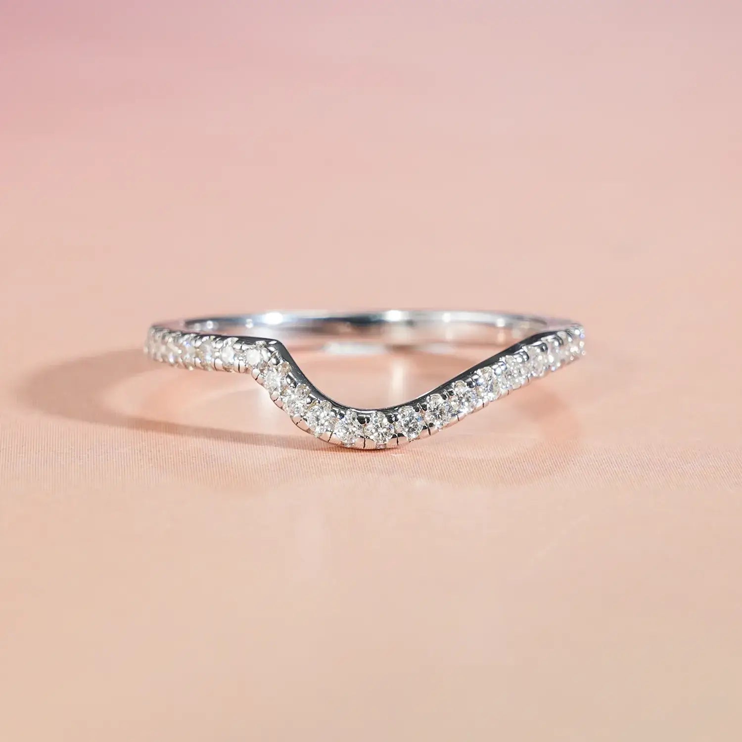 Stackable Crescent Shape Wedding Bands Rings Moissanite Diamond