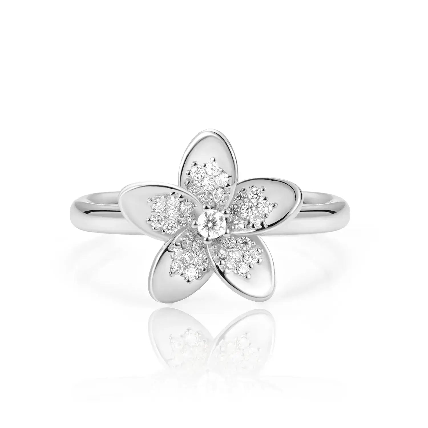 Plumeria Moissanite Diamond Fashion Vacation Ring 14K Gold Plated