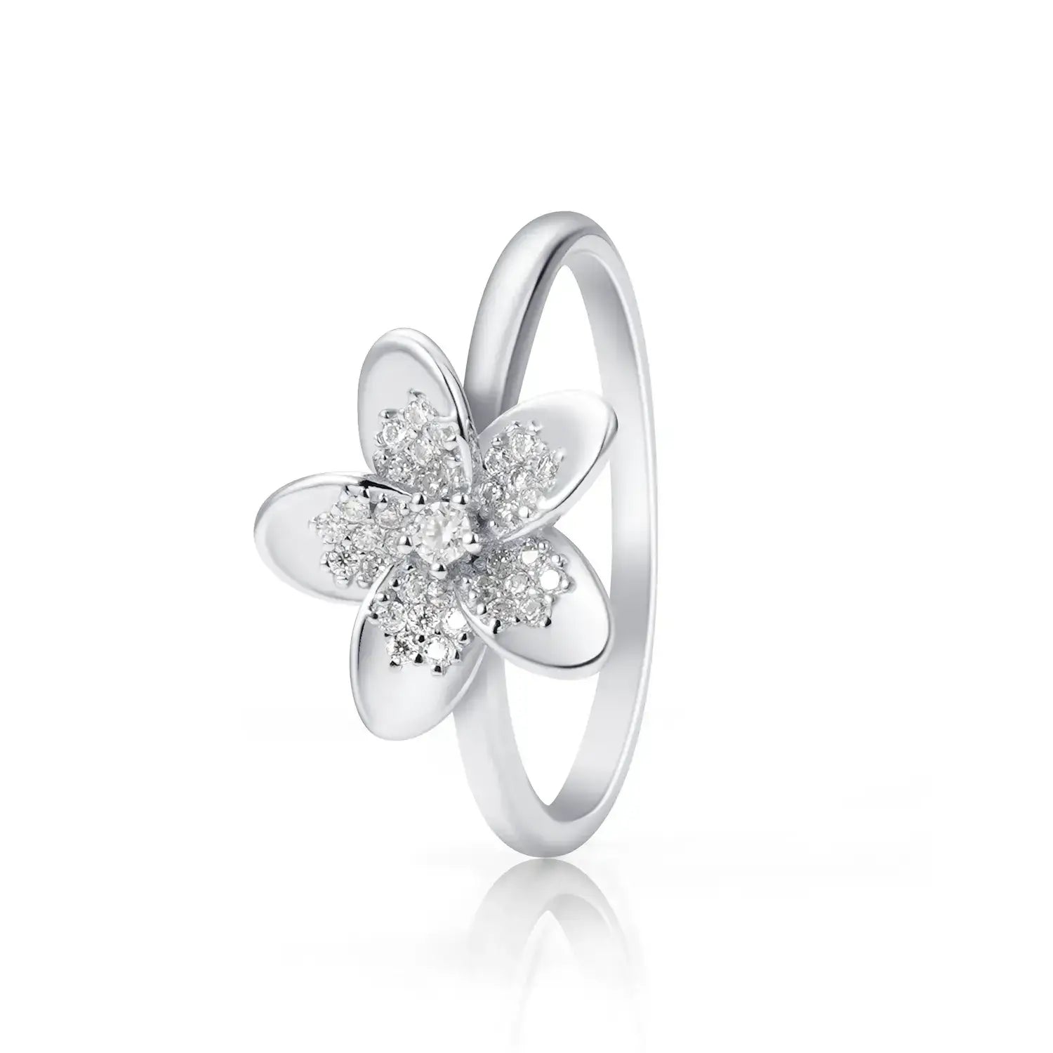 Plumeria Moissanite Diamond Fashion Vacation Ring 14K Gold Plated