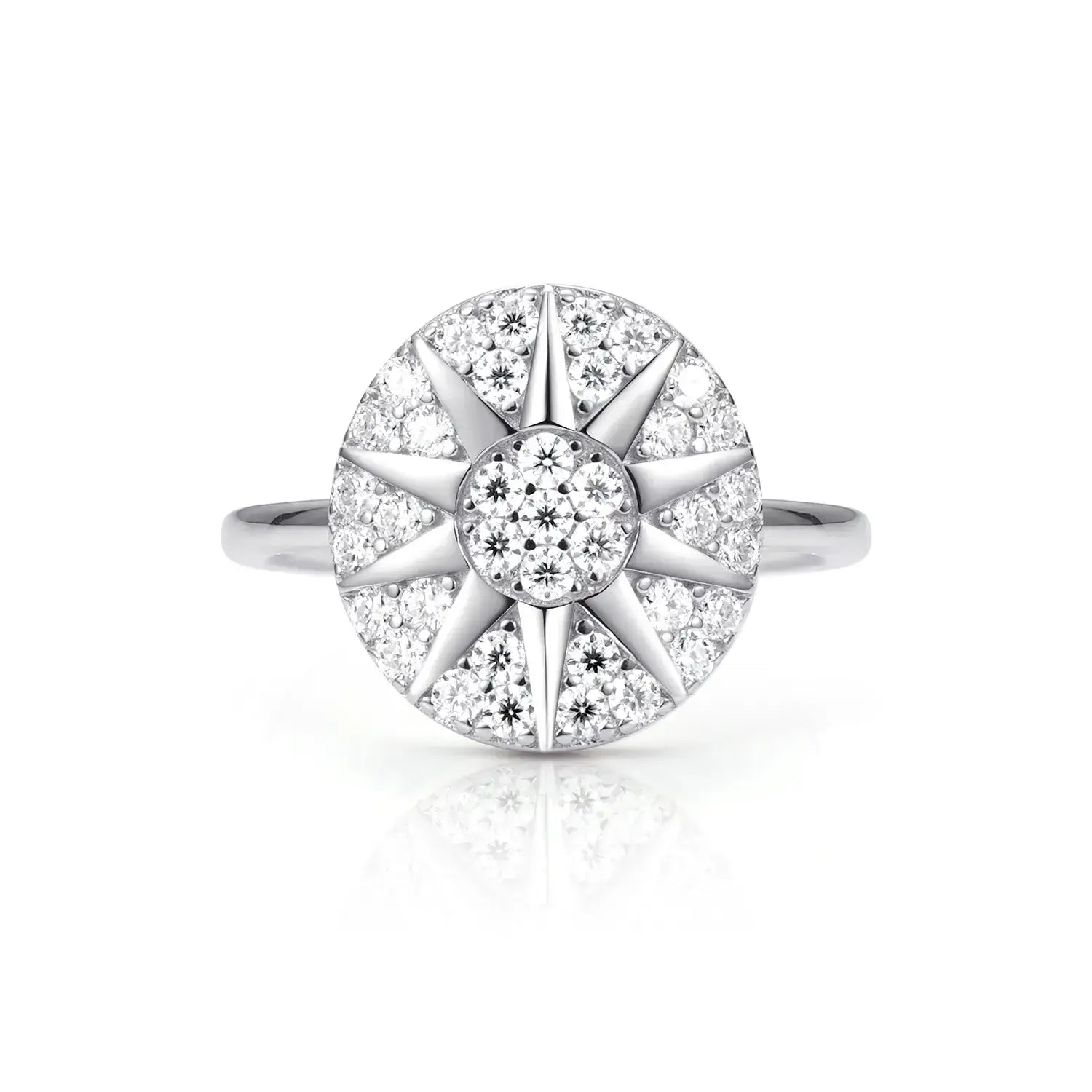 Sparkle Sunburst Moissanite Diamond Vacation Ring 14K Gold Plated