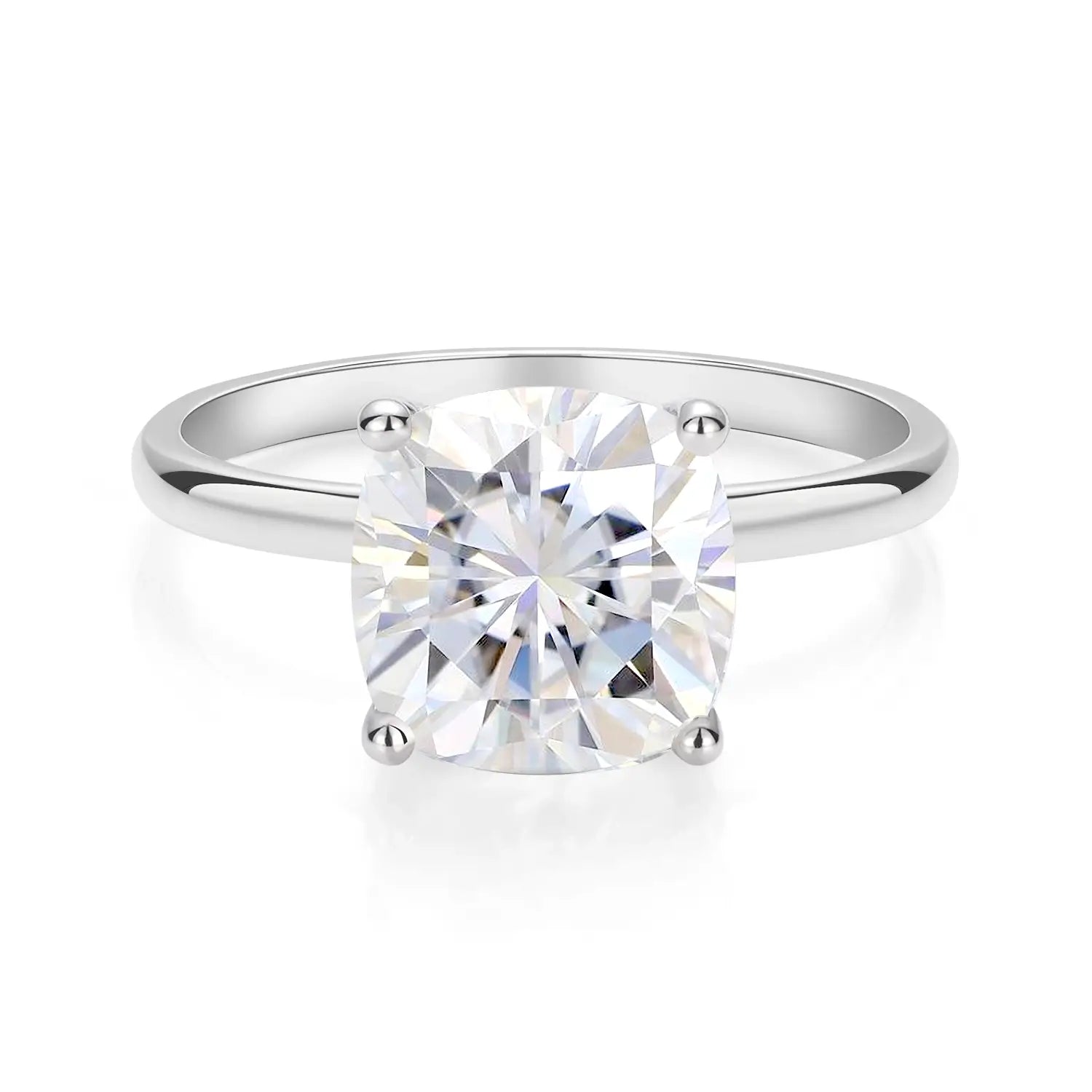 3.5CT Cushion Cut Hight Set Silver Moissanite Diamond Engagement Ring