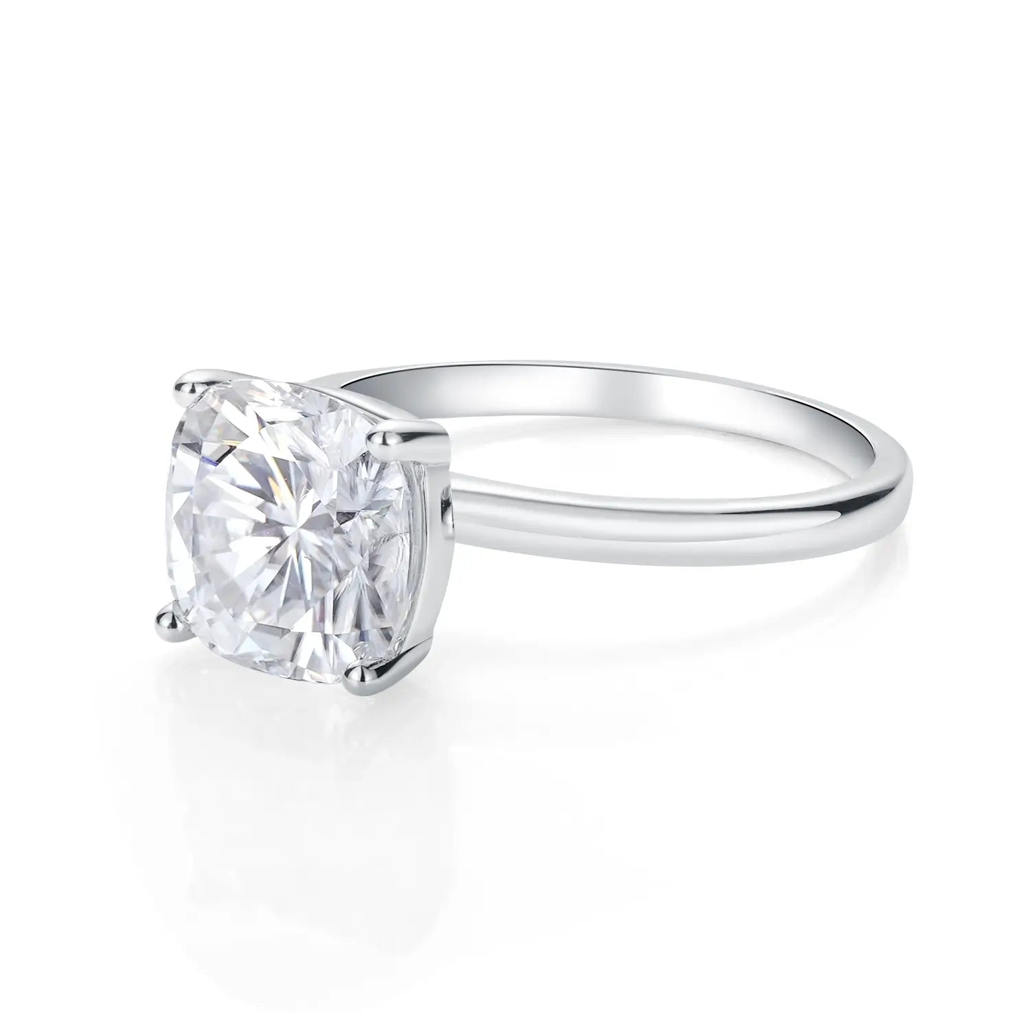 3.5CT Cushion Cut Hight Set Silver Moissanite Diamond Engagement Ring