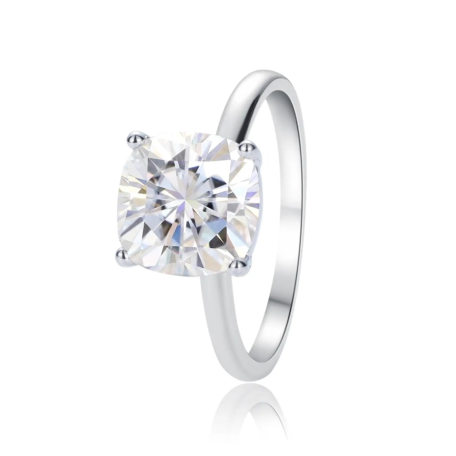 3.5CT Cushion Cut Hight Set Silver Moissanite Diamond Engagement Ring