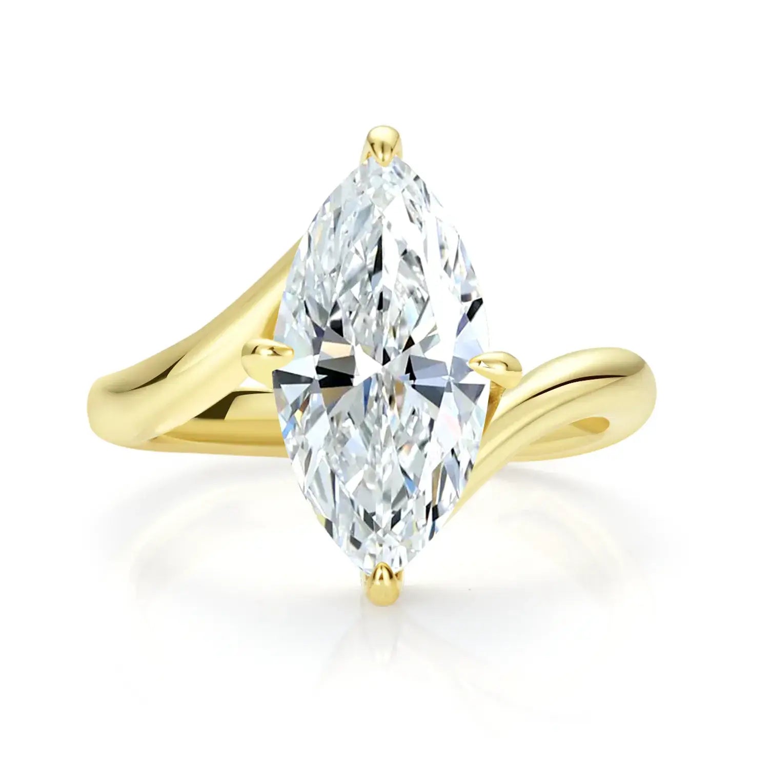 Bypass Solitaire Marquise Cut Moissanite Diamond Engagement Ring