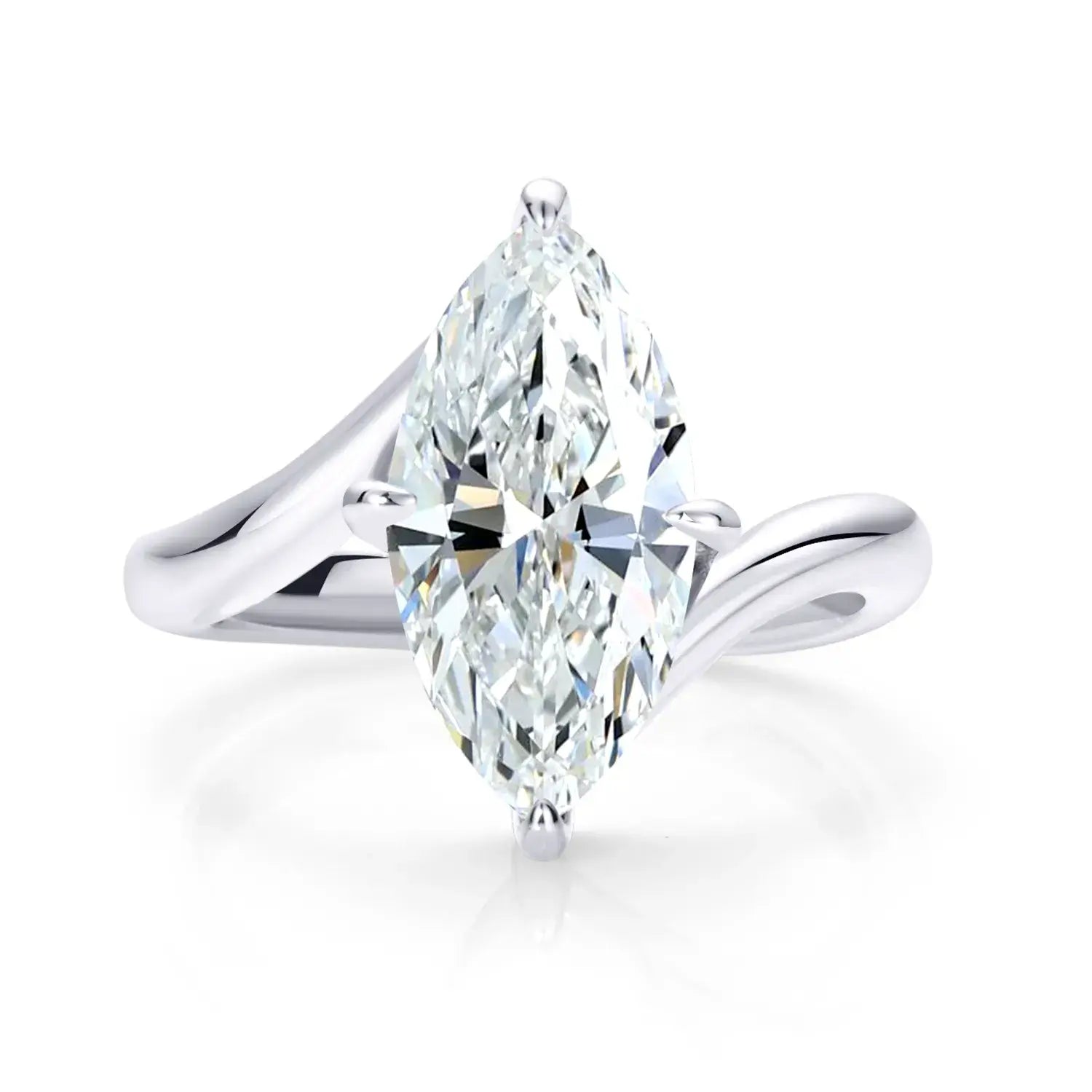 Bypass Solitaire Marquise Cut Moissanite Diamond Engagement Ring