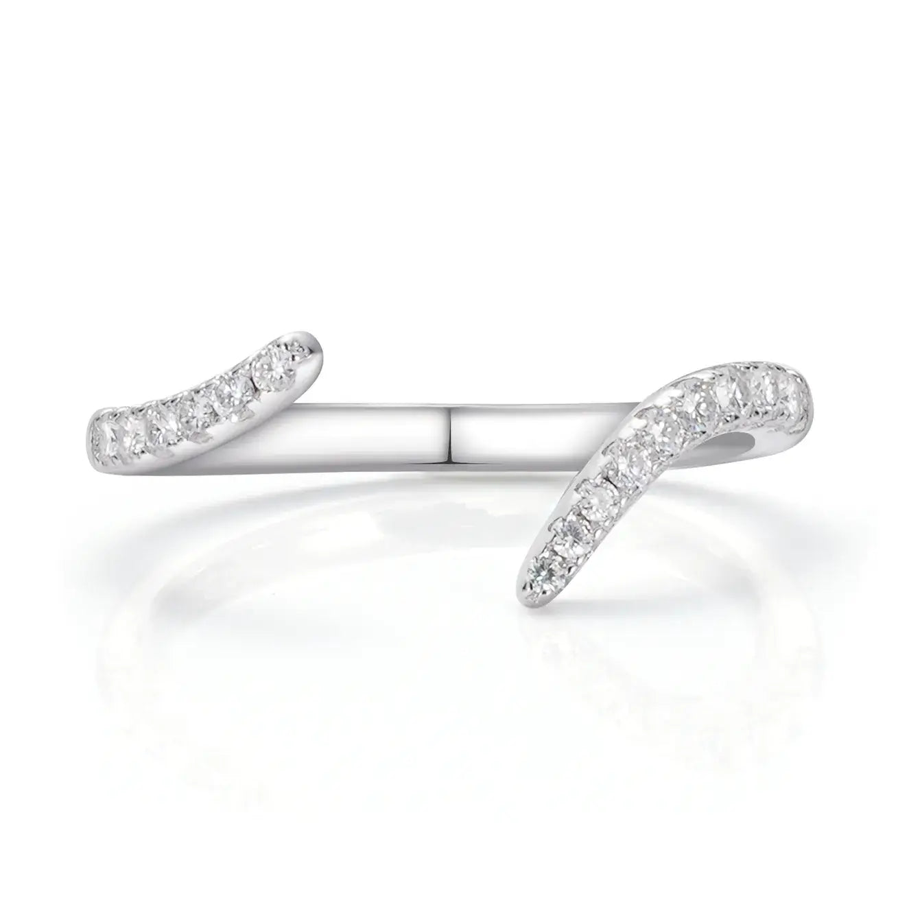Bypass Wrap Moissanite Diamond Pave Band Wedding Ring