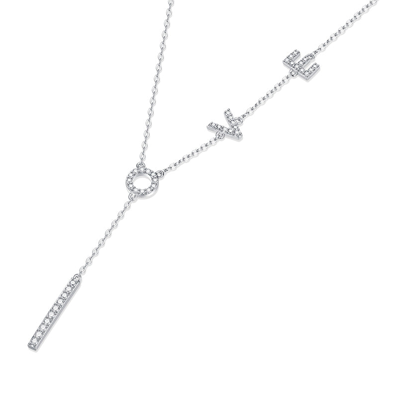 14K Gold Plated LOVE Drop Moissanite Necklace