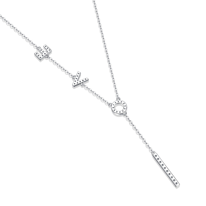 14K Gold Plated LOVE Drop Moissanite Necklace