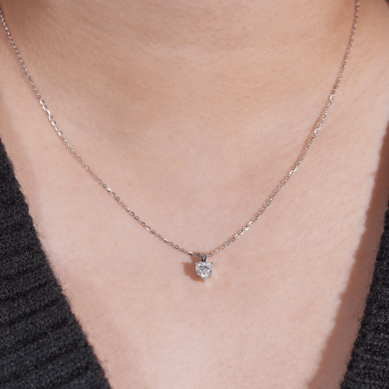 14K Gold Plated 1CT Heart Shaped Moissanite Solitaire Necklace