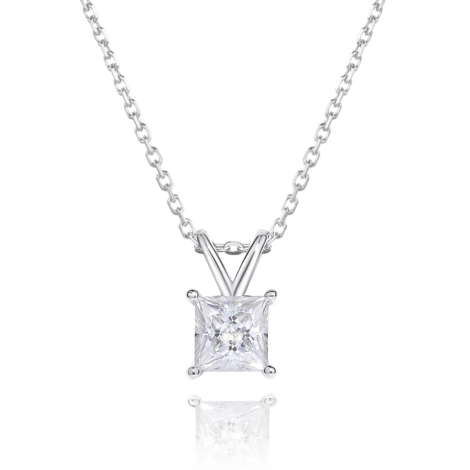 14K Gold Plated 1CT Classic Princess Moissanite Pendant
