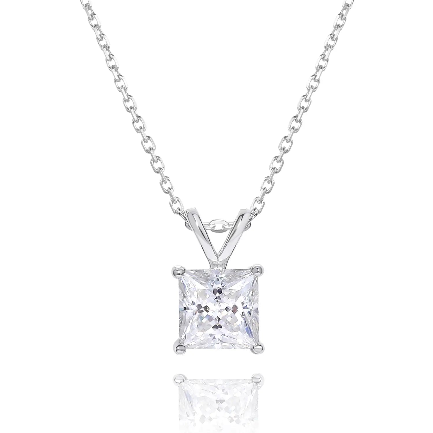 14K Gold Plated 1CT Classic Princess Moissanite Pendant