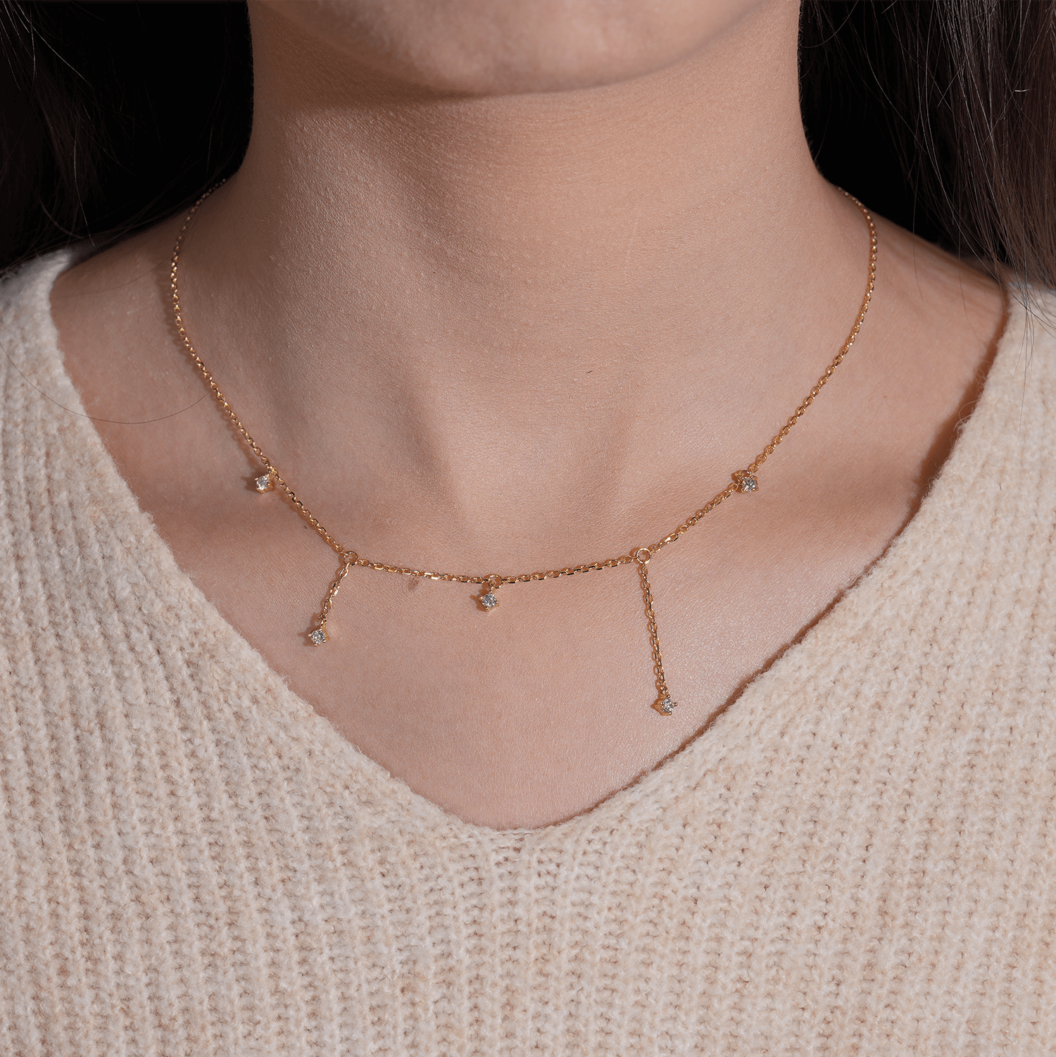 0.75ct Princess Moissanite Adjustable Chain Necklace