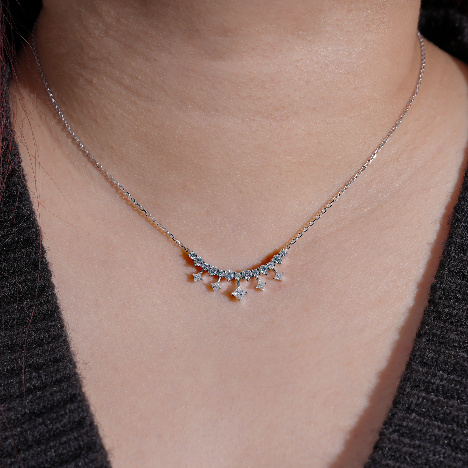 14K Gold Plated Radiant Orbit Moissanite Necklace